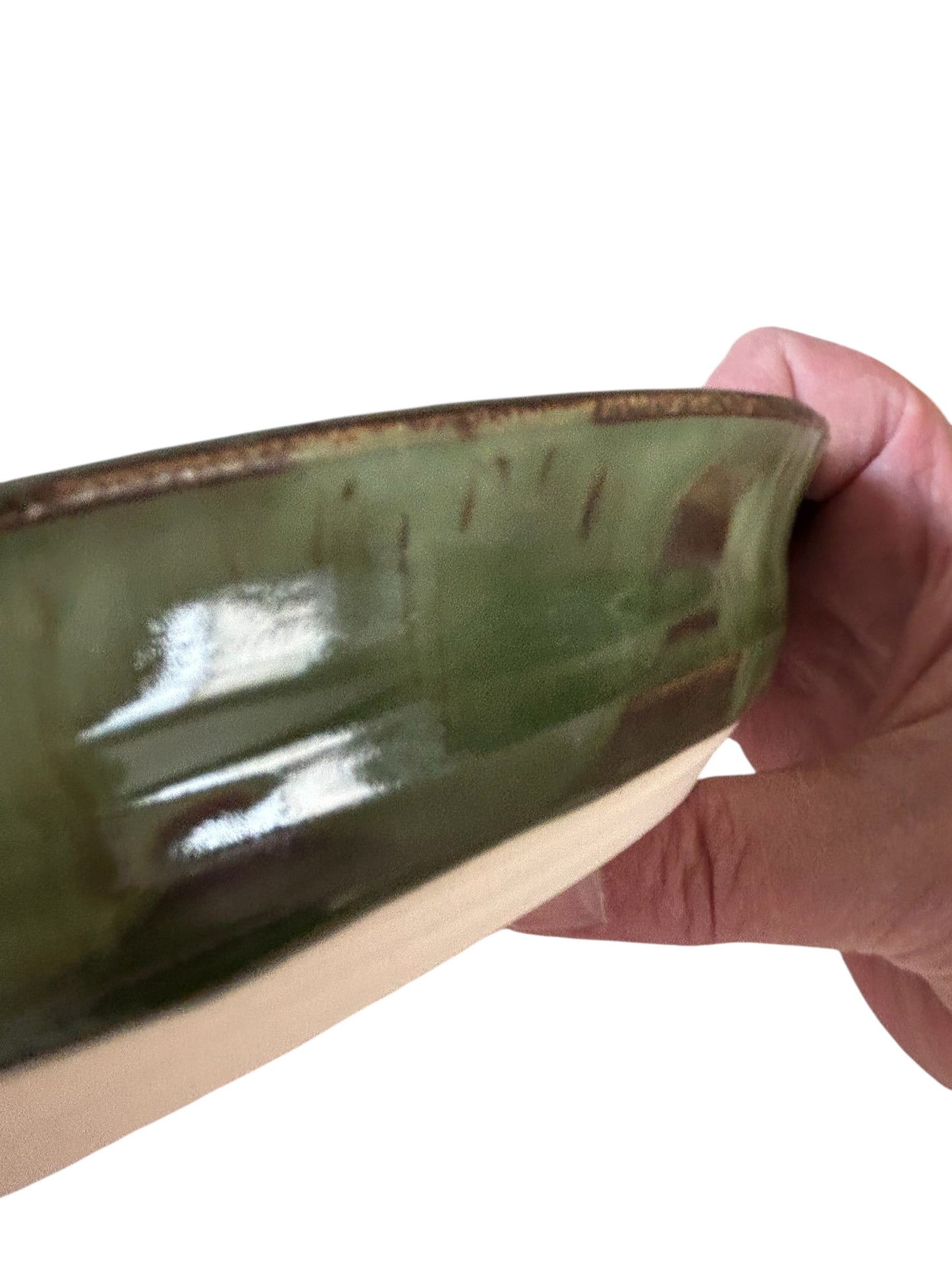 Wheel-Thrown Pie Pan #3 in Aspen Green