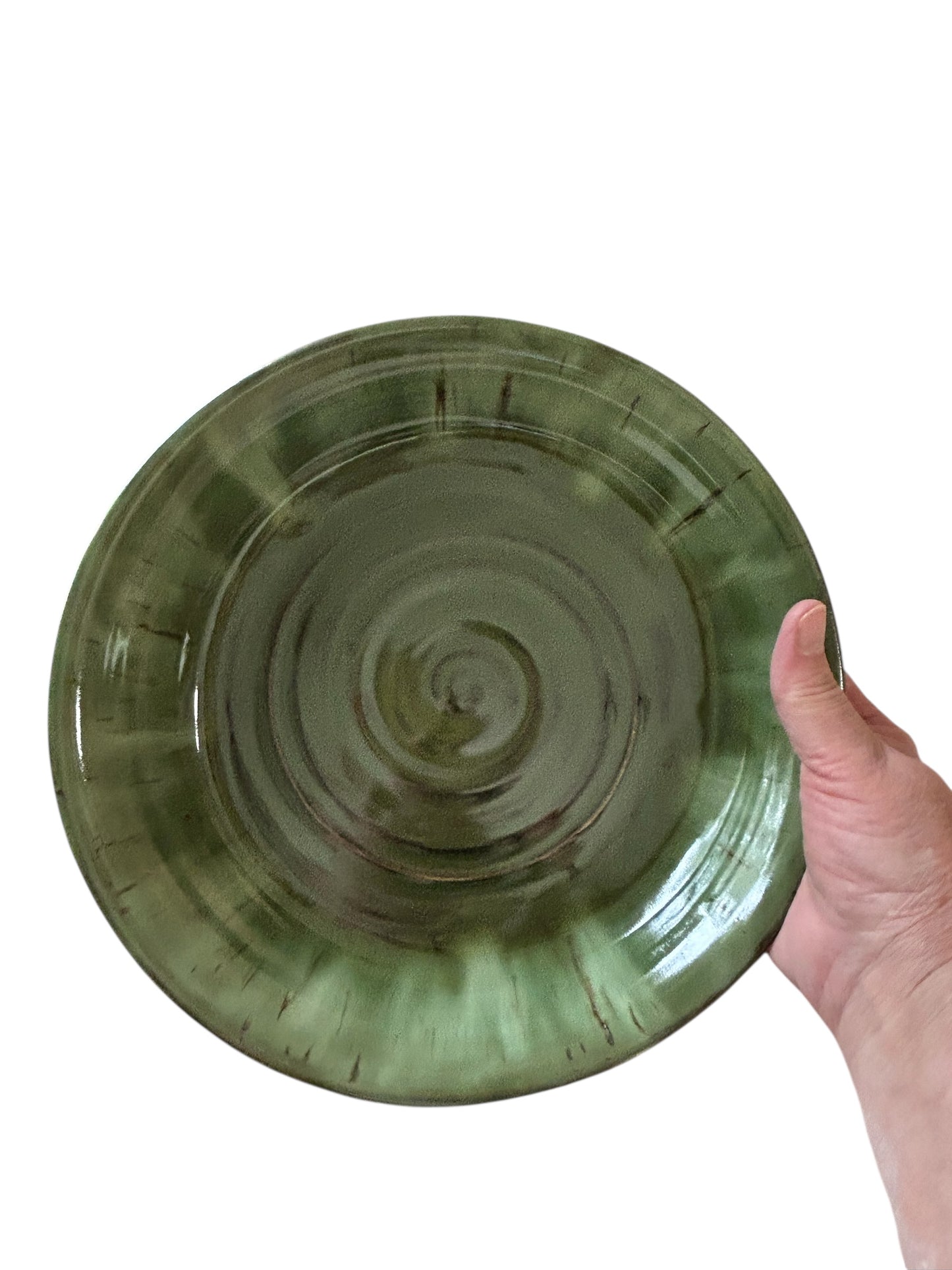 Wheel-Thrown Pie Pan #3 in Aspen Green