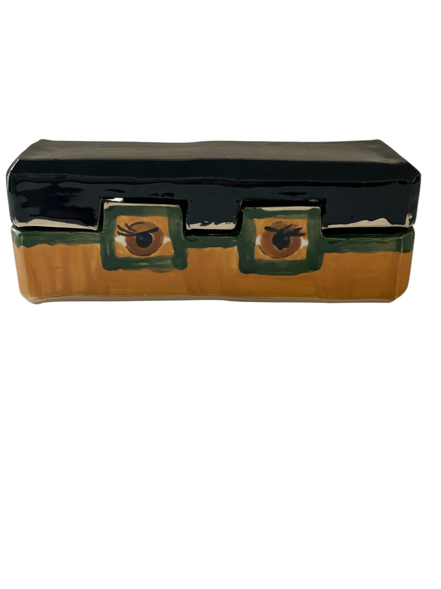 Medium Extruded Eyeglasses Storage Box #2 with Black Hair and Brown Eyes