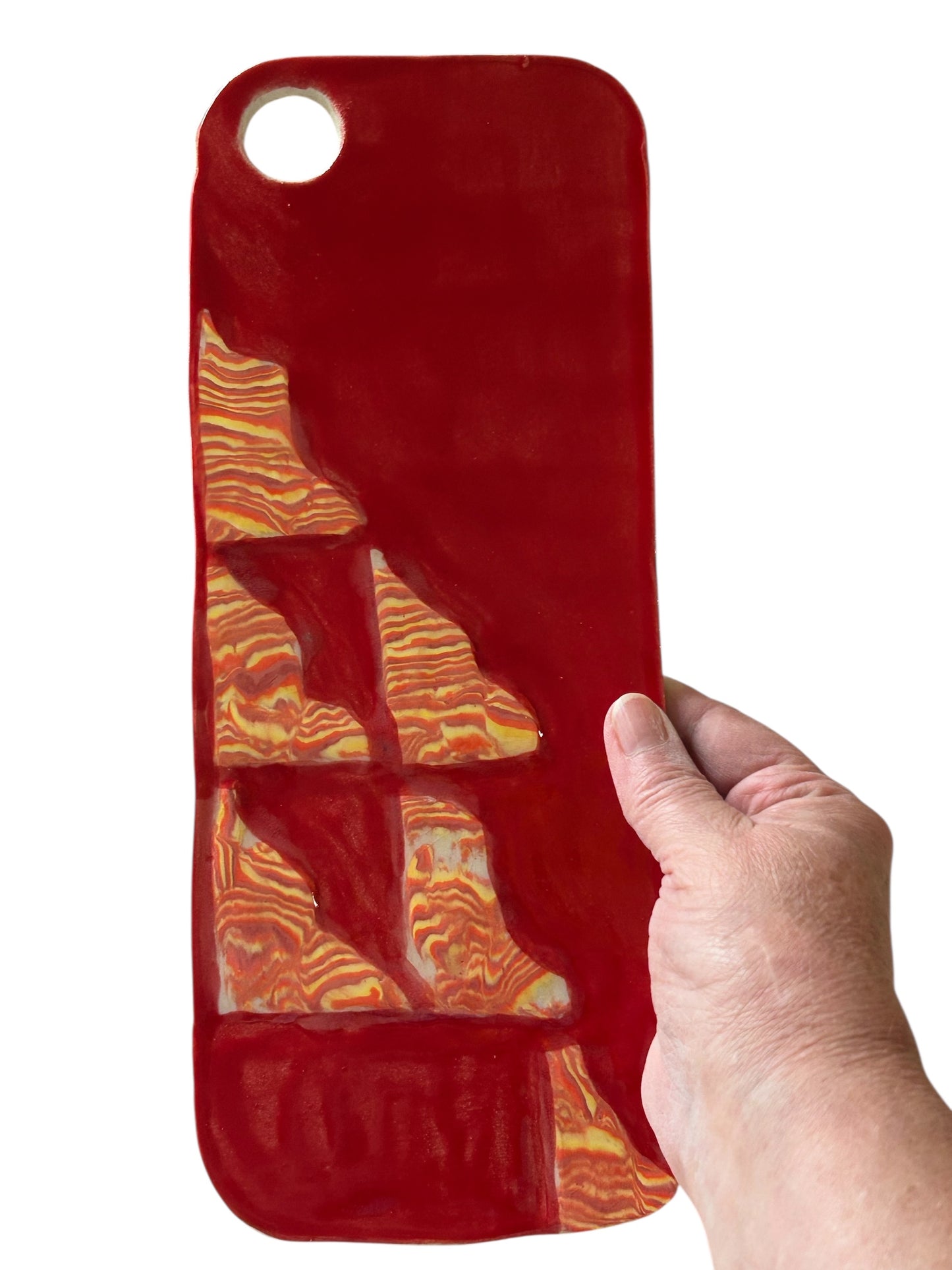 Handbuilt Nerikomi Cheeseboard/Charcuterie Board in Magma