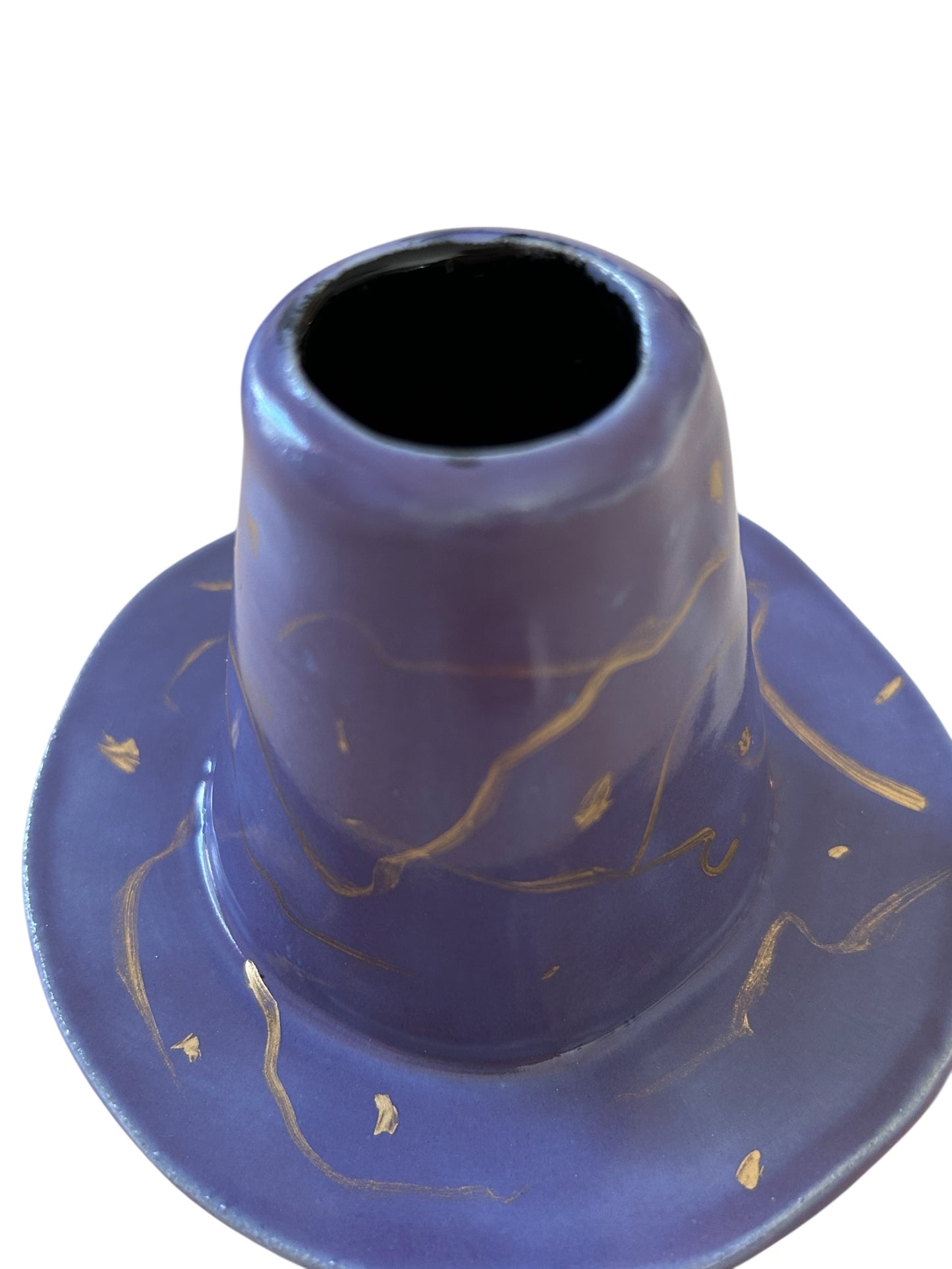 Handbuilt Chawans Japanese Tea Bowls #1 and #2 with Chasen Whisk Holders in Colorblocked and 14K Gold Veining