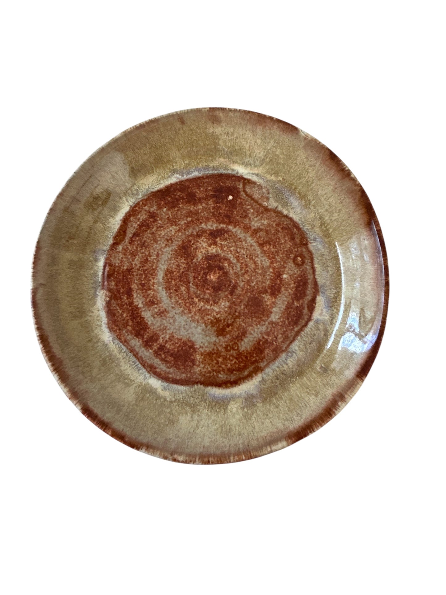 Wheel-Thrown Side Plate #17 in Southwestern Colors of Desert Yellow and Sienna Speckle
