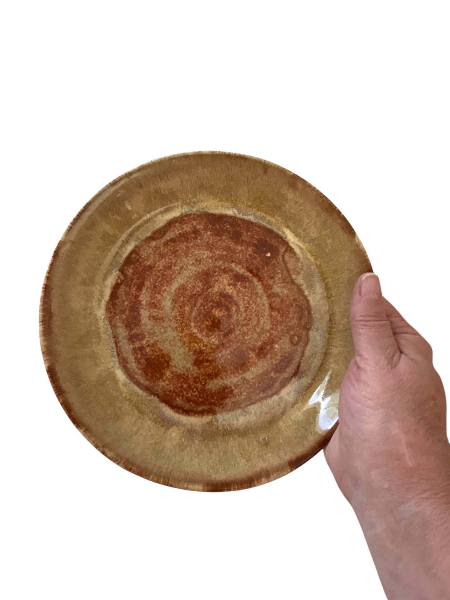 Wheel-Thrown Side Plate #17 in Southwestern Colors of Desert Yellow and Sienna Speckle