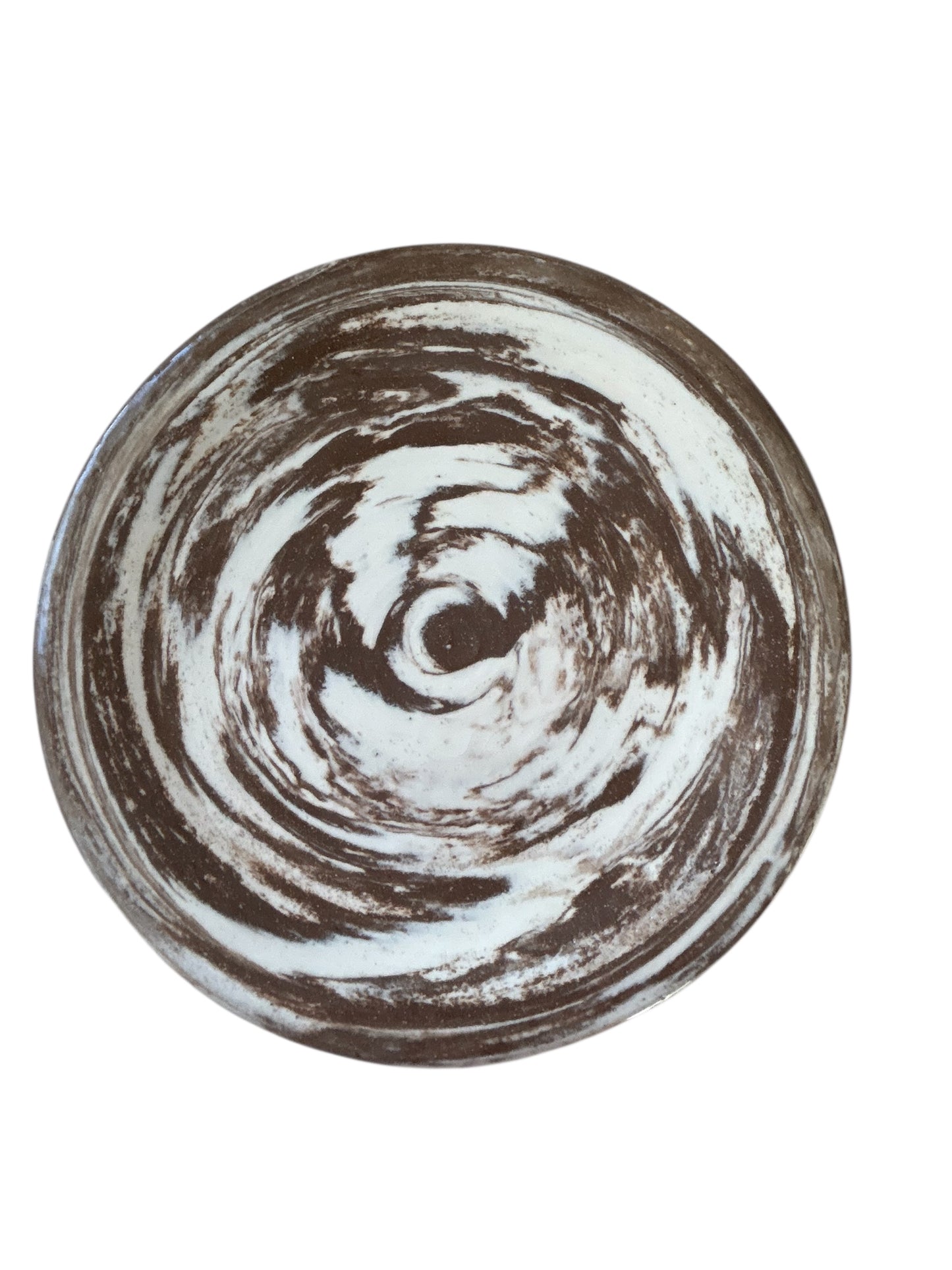 Large Marbled Platter #30 in Chocolate Brown and Bright White Stoneware