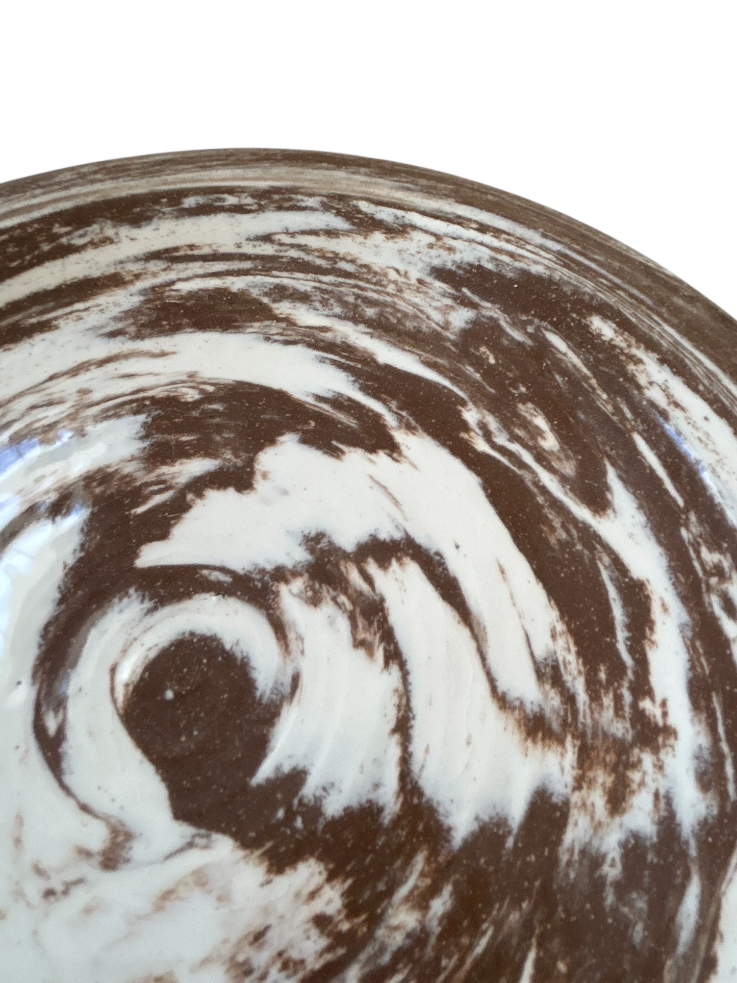 Large Marbled Platter #30 in Chocolate Brown and Bright White Stoneware