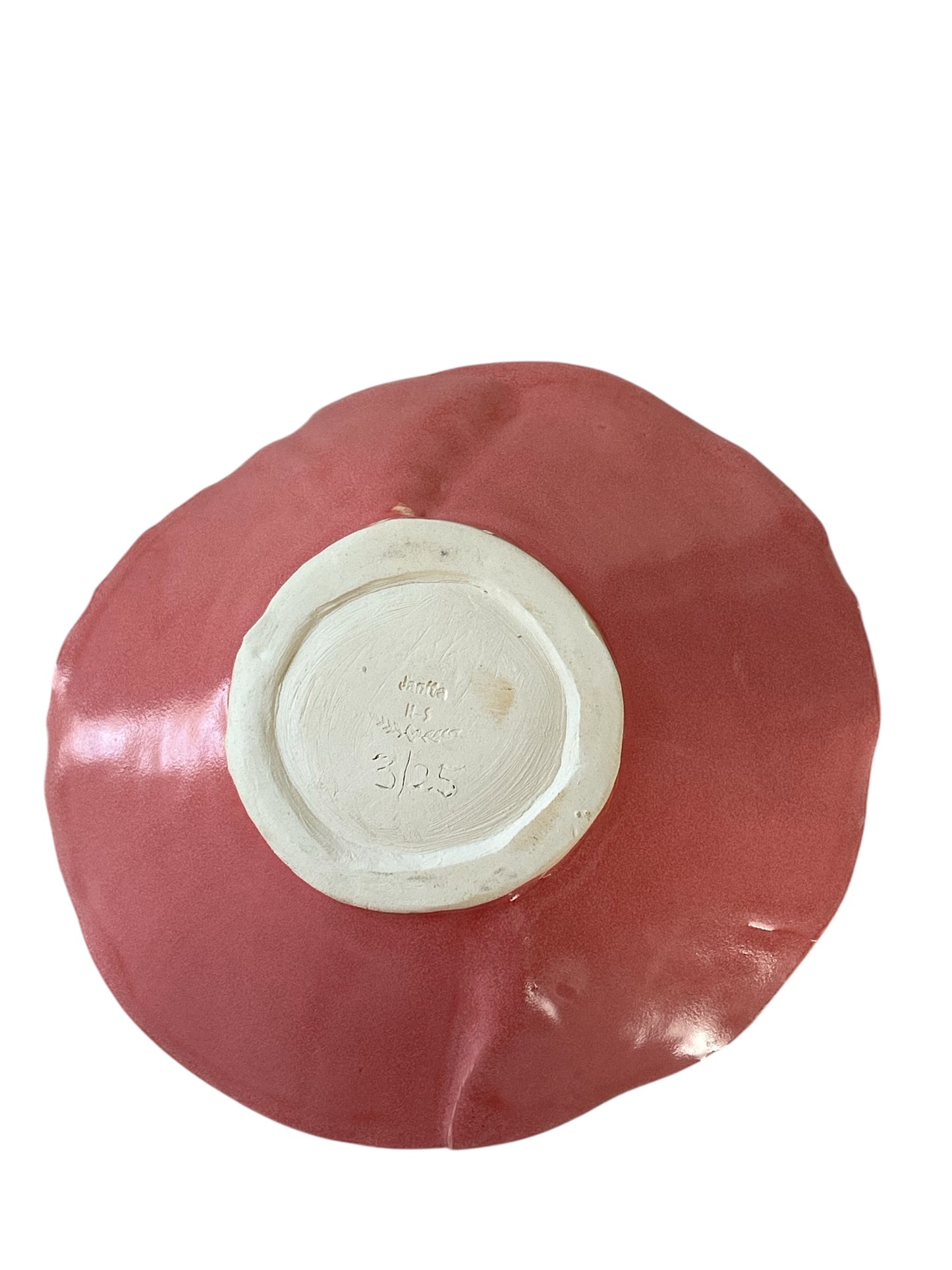 Medium Handpainted Origami Bowl # 59 with Spring Flowers in Fairy Rose Pink and Creamy White