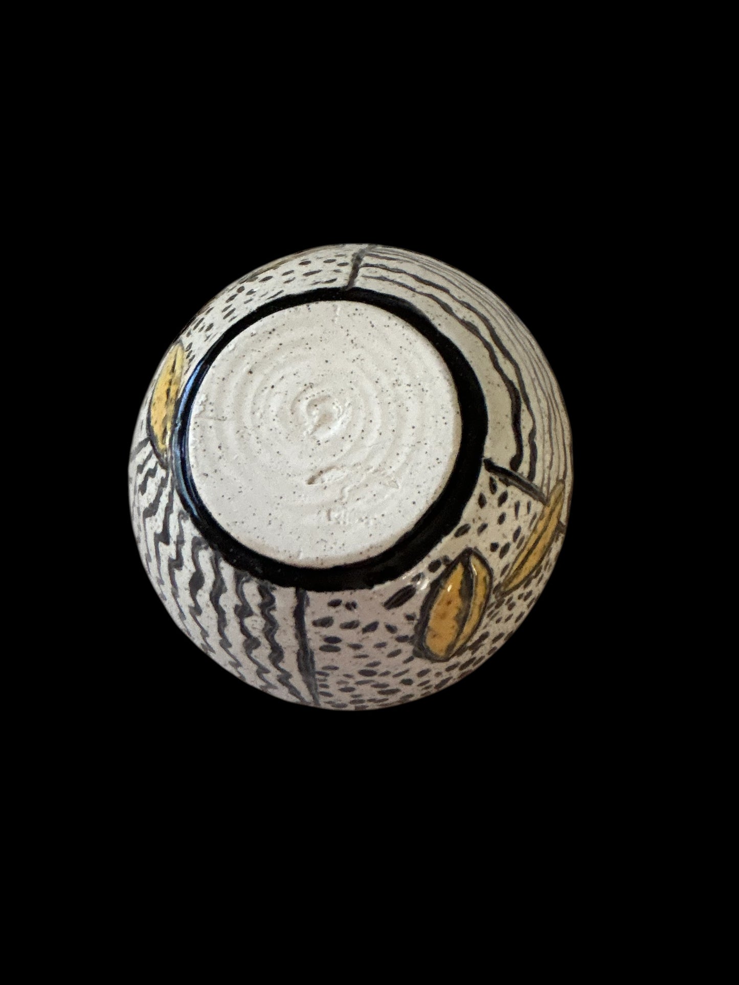 Medium Contrasting Mishima Bowl #44 in Black, White, and Yellow