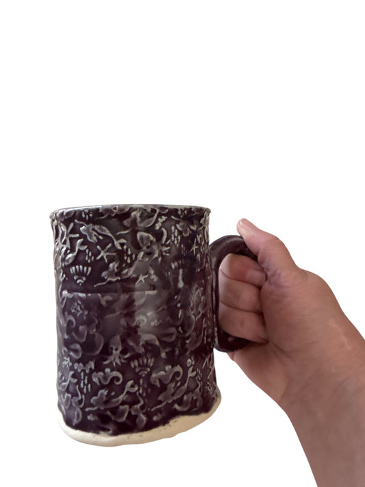 Complete Dinnerware Set for One #19 with Textured Ocean Designs in Mulberry