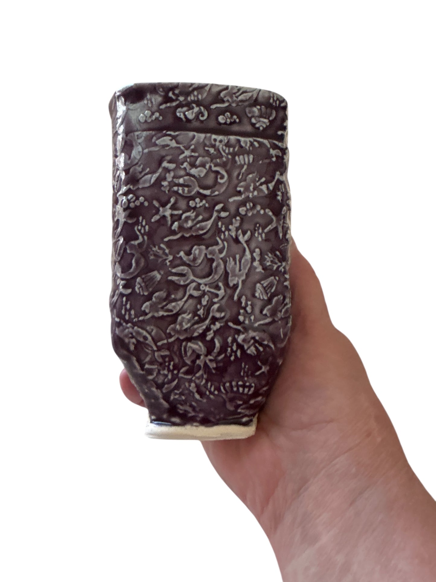 Complete Dinnerware Set for One #19 with Textured Ocean Designs in Mulberry