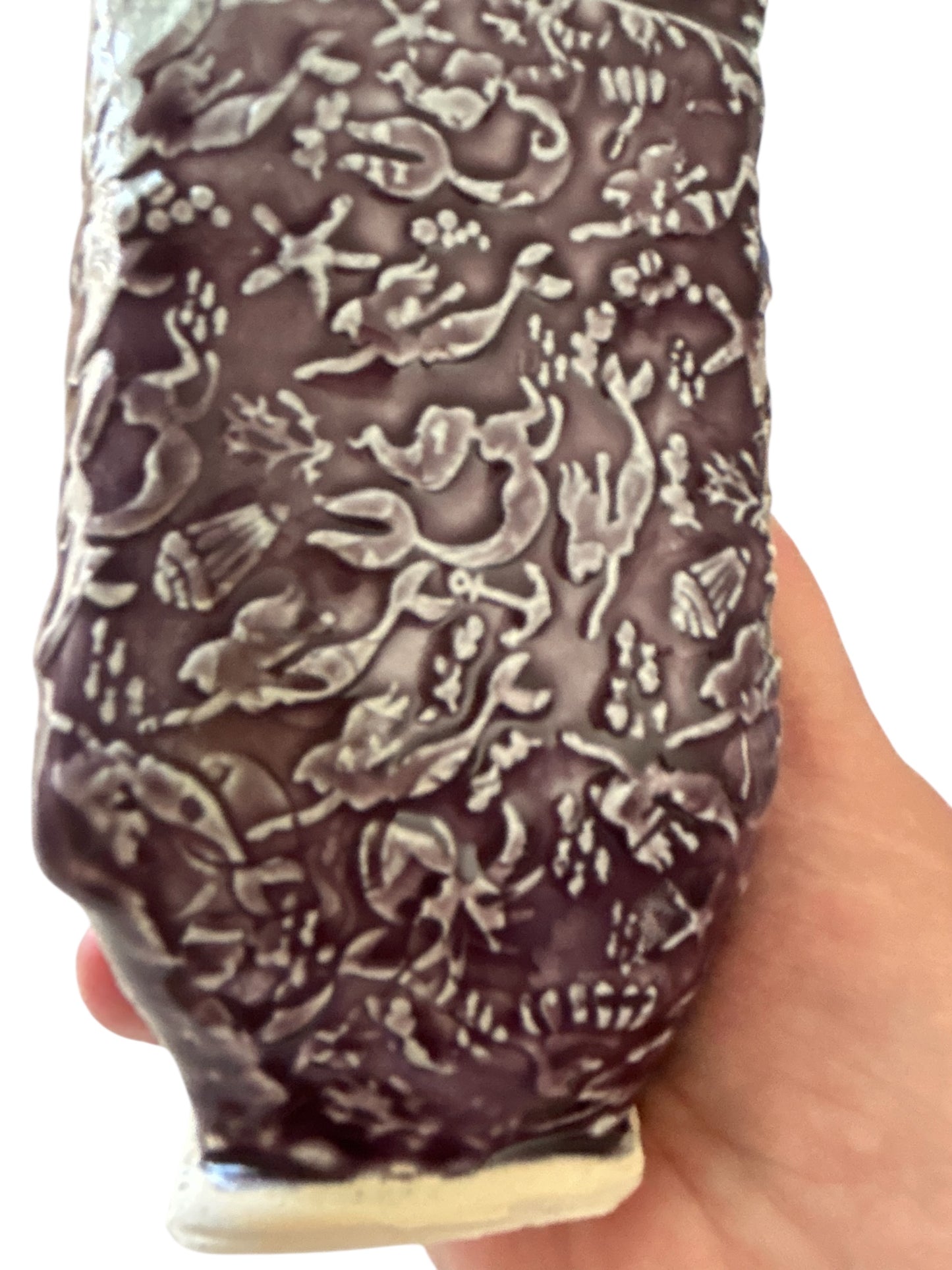 Complete Dinnerware Set for One #19 with Textured Ocean Designs in Mulberry
