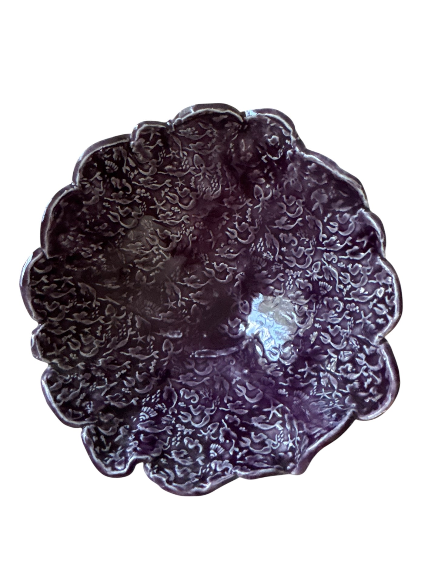 Complete Dinnerware Set for One #19 with Textured Ocean Designs in Mulberry