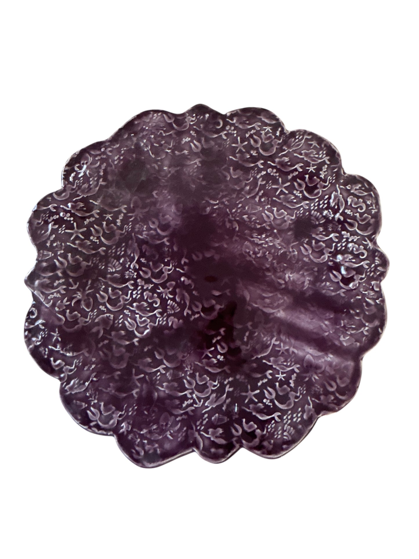 Complete Dinnerware Set for One #19 with Textured Ocean Designs in Mulberry