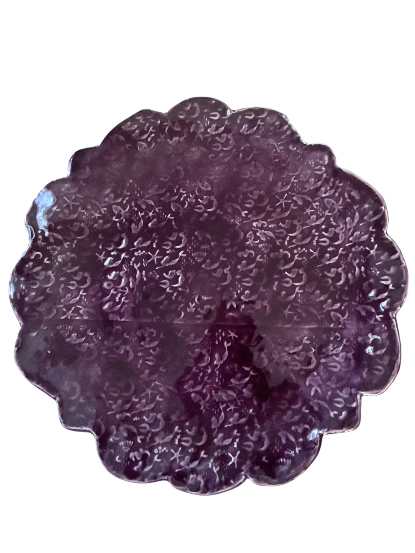 Complete Dinnerware Set for One #19 with Textured Ocean Designs in Mulberry