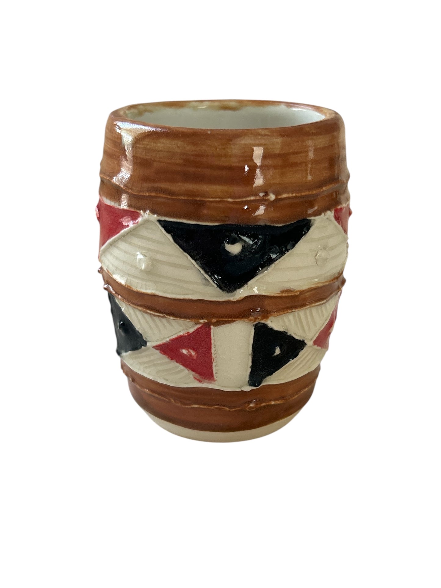 Aztec-Style Slip Trailed Mug #1 with Geometric Designs