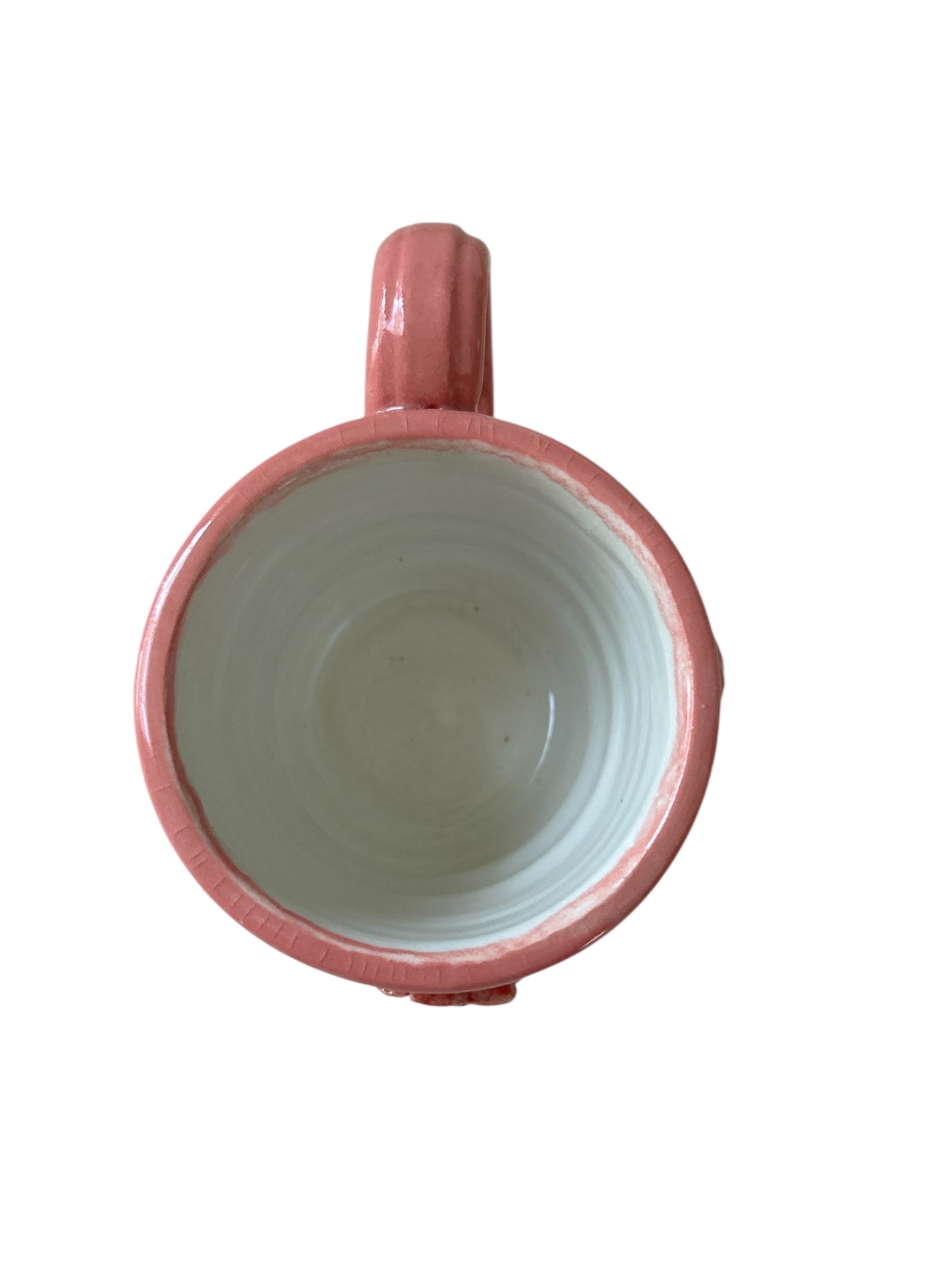 Sprigged Mug #2 with Red Roses in Relief from Pink Background