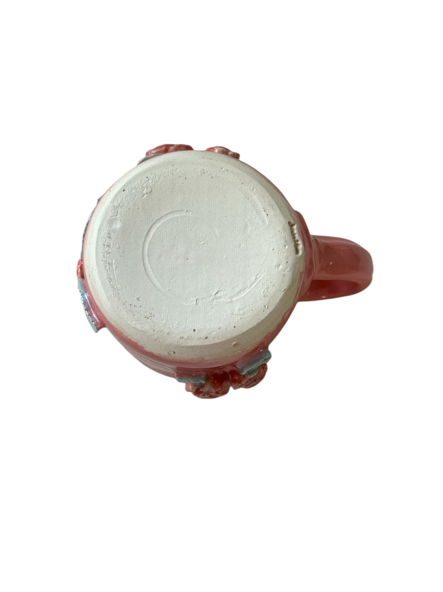 Sprigged Mug #2 with Red Roses in Relief from Pink Background