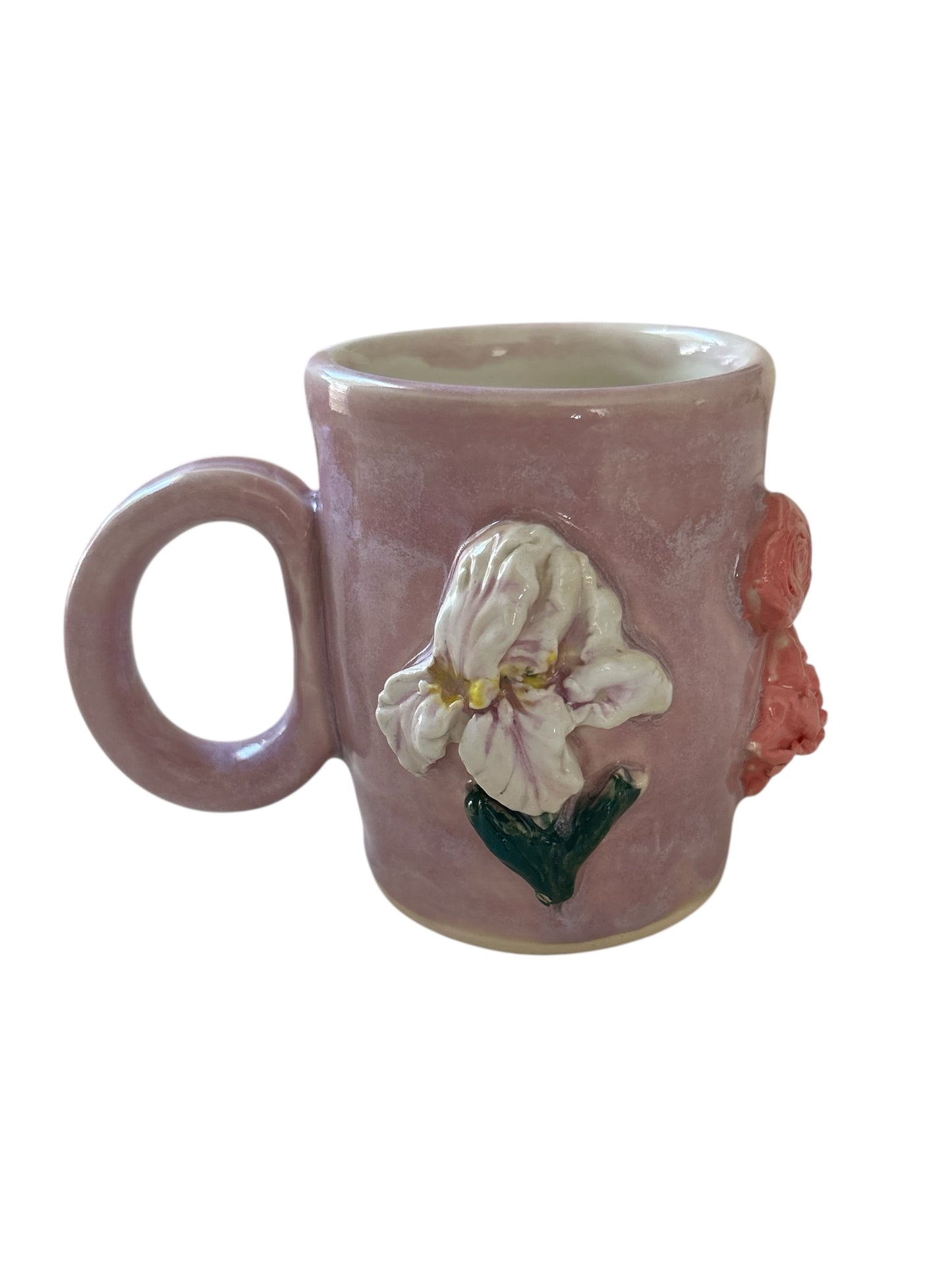 Sprigged Mug #26 with White Iris and Carnation