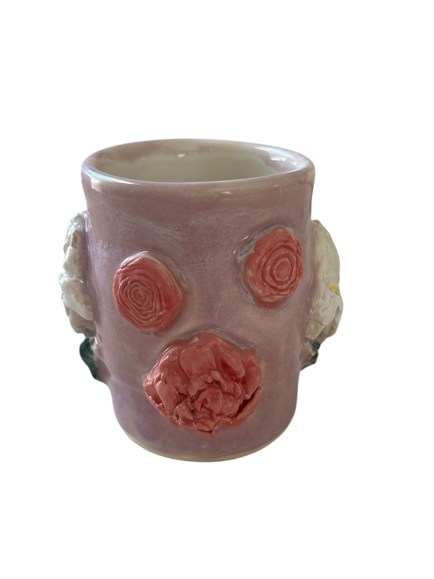 Sprigged Mug #26 with White Iris and Carnation