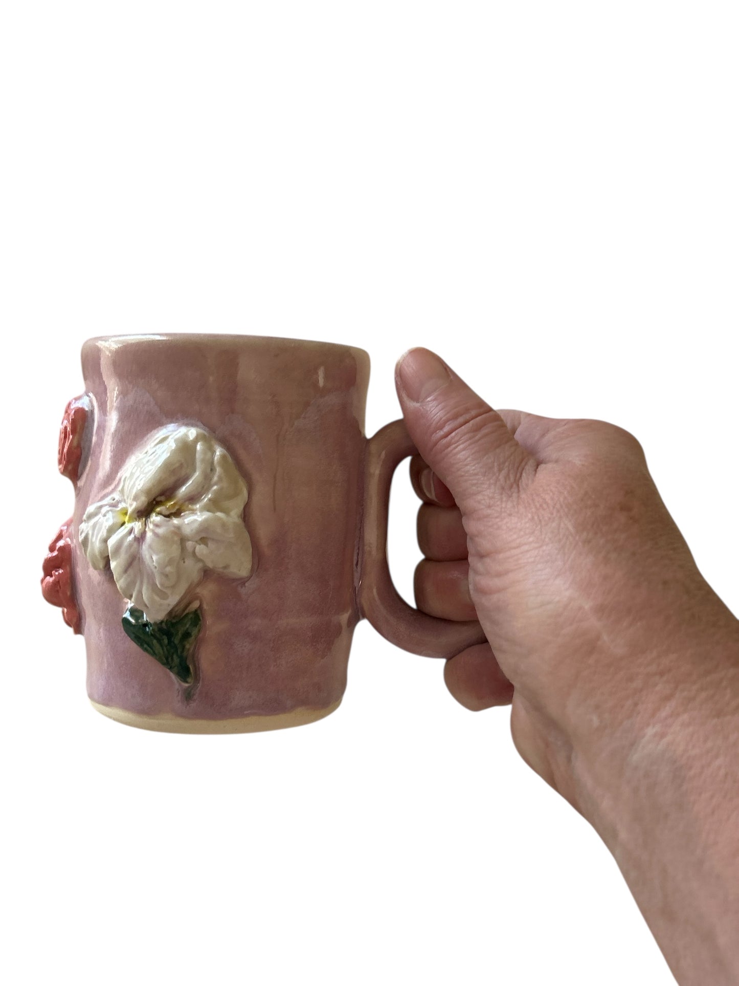 Sprigged Mug #26 with White Iris and Carnation