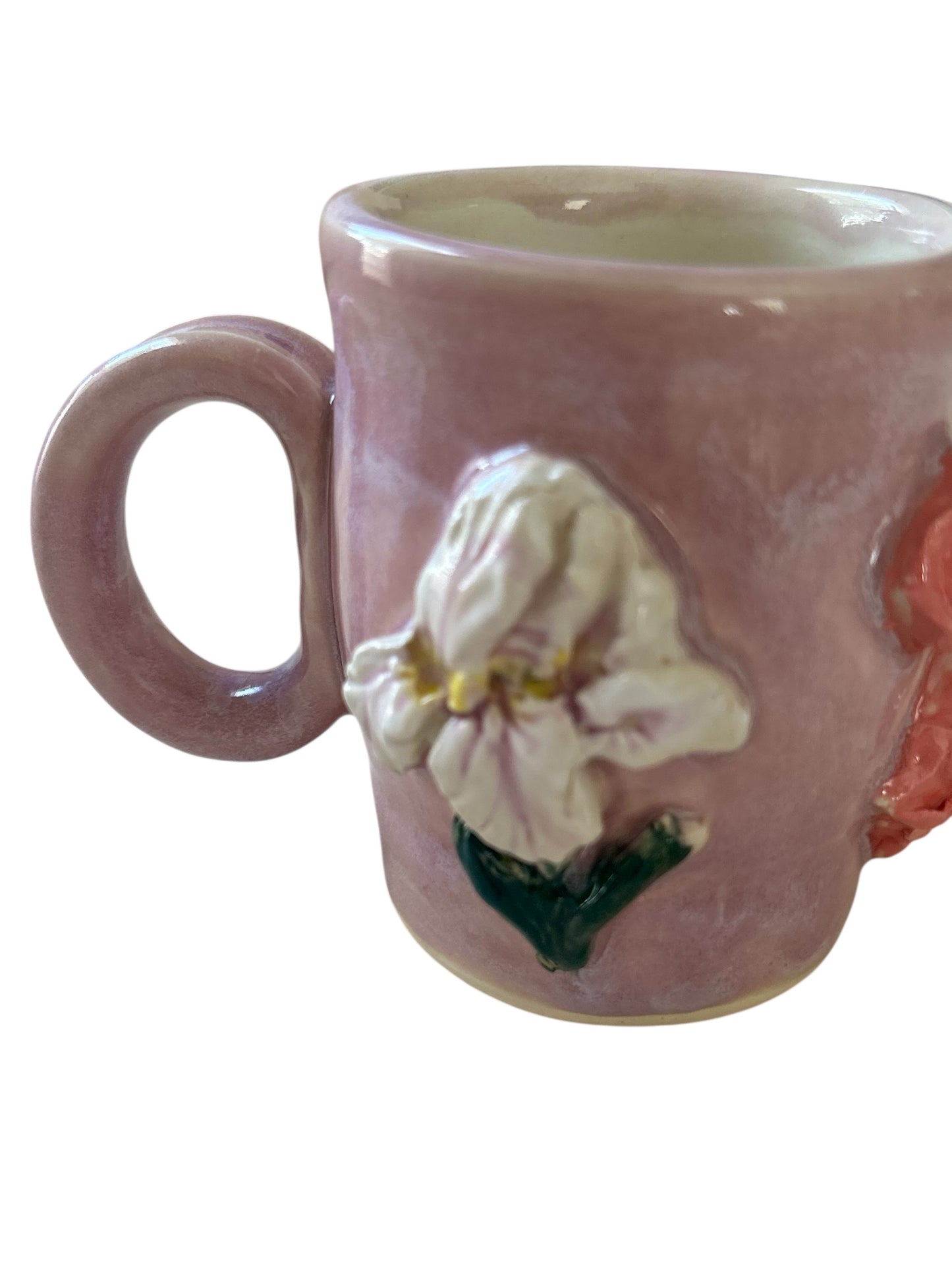 Sprigged Mug #26 with White Iris and Carnation