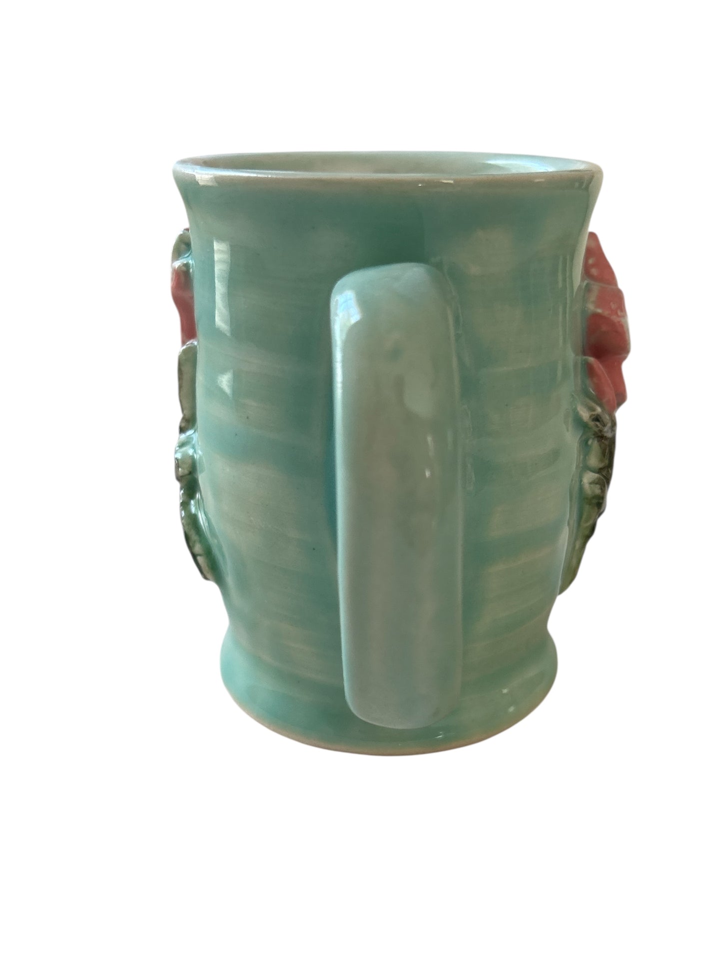 Sprigged Mug #28 with Pink Magnolias on Succulent Green Background