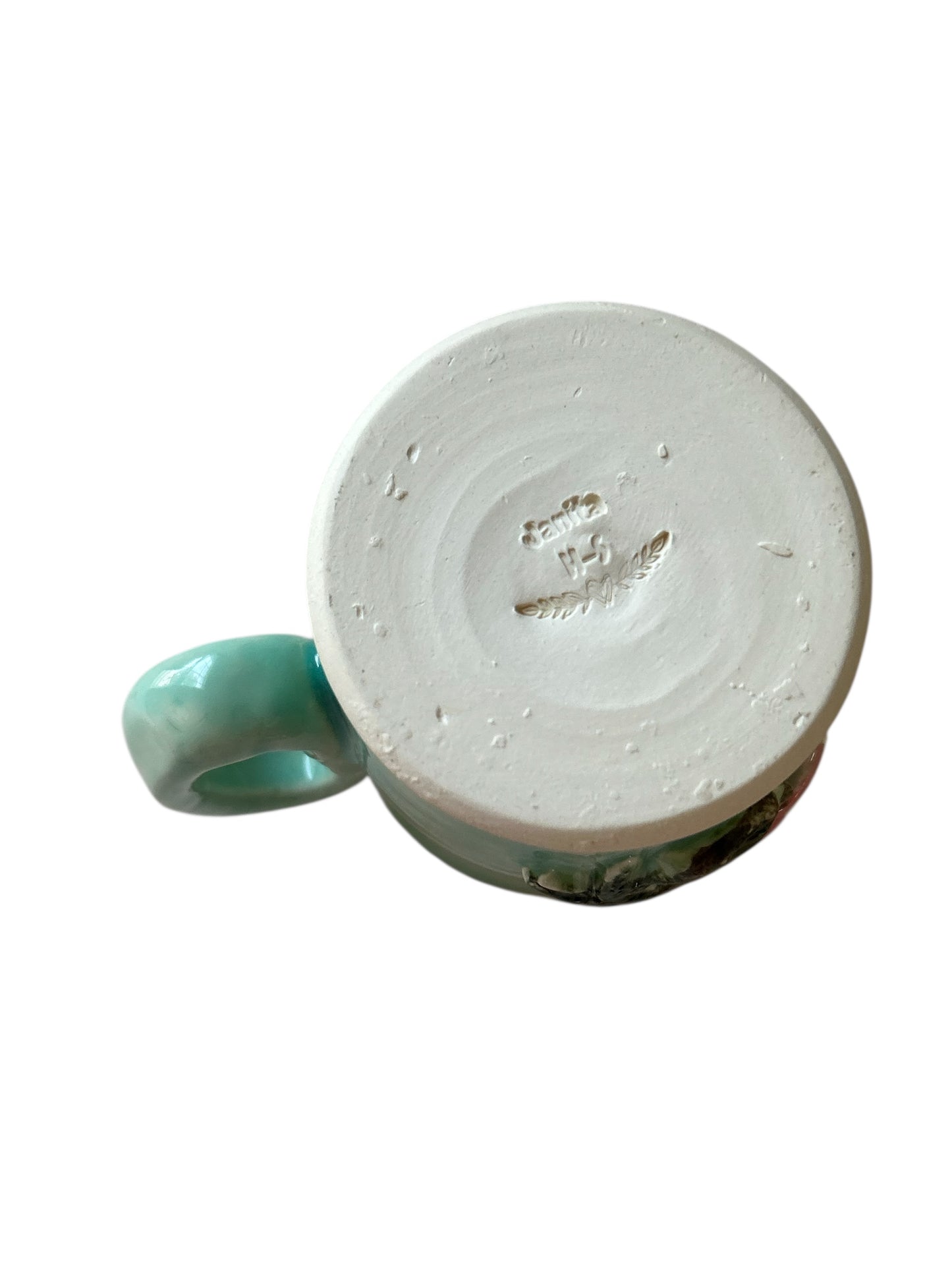 Sprigged Mug #28 with Pink Magnolias on Succulent Green Background