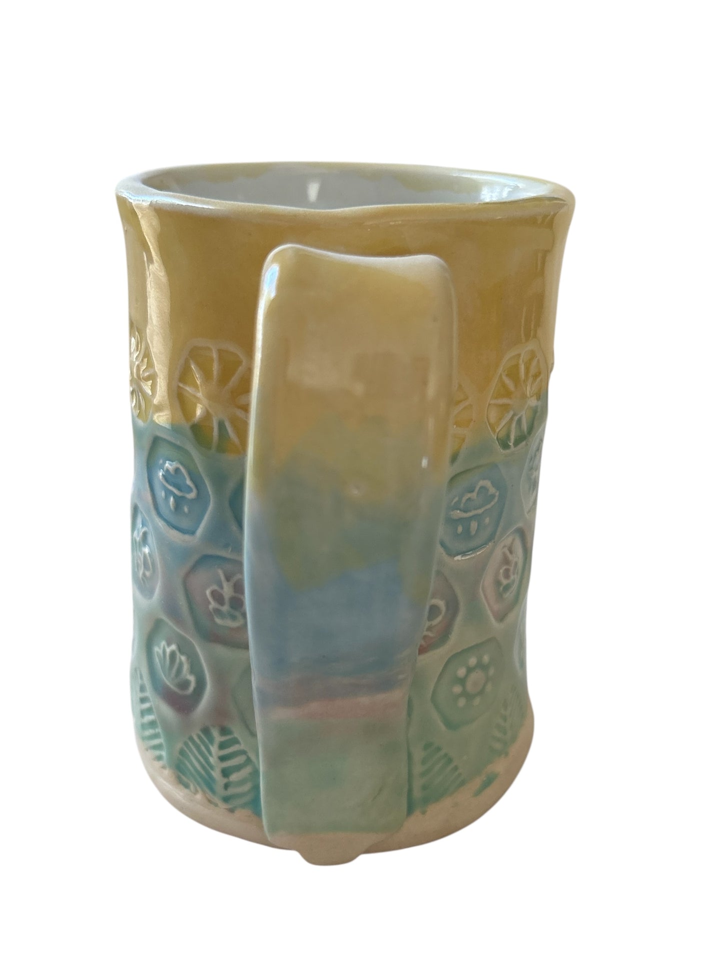 Stamped Mug #13 with Nature Designs and Rainbow Colors