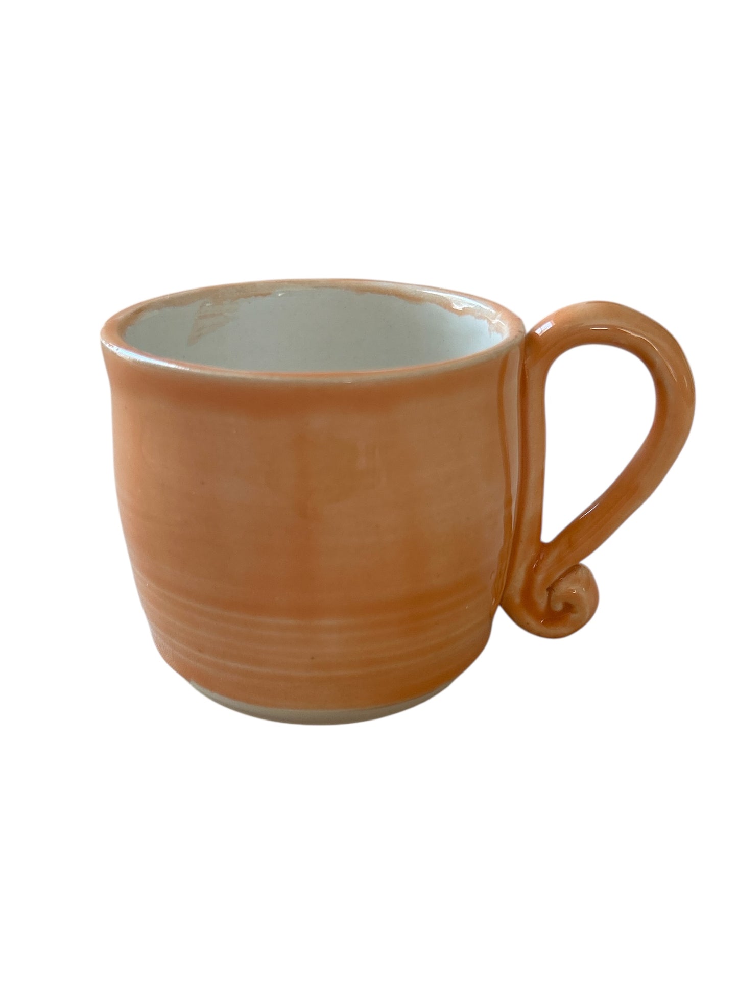 Wheel-Thrown Mug #16 with Door Latch Handle in Tangelo Orange