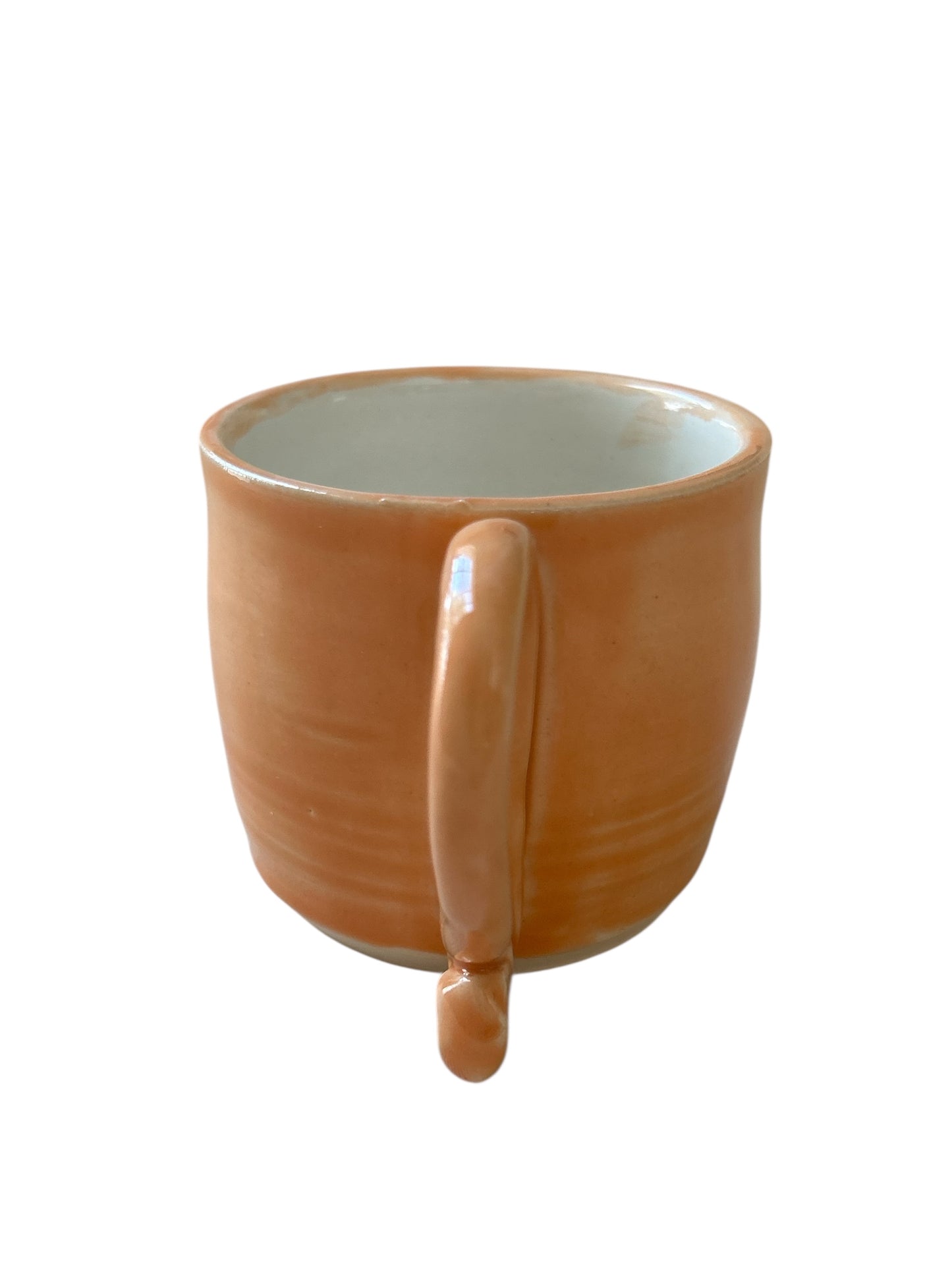 Wheel-Thrown Mug #16 with Door Latch Handle in Tangelo Orange