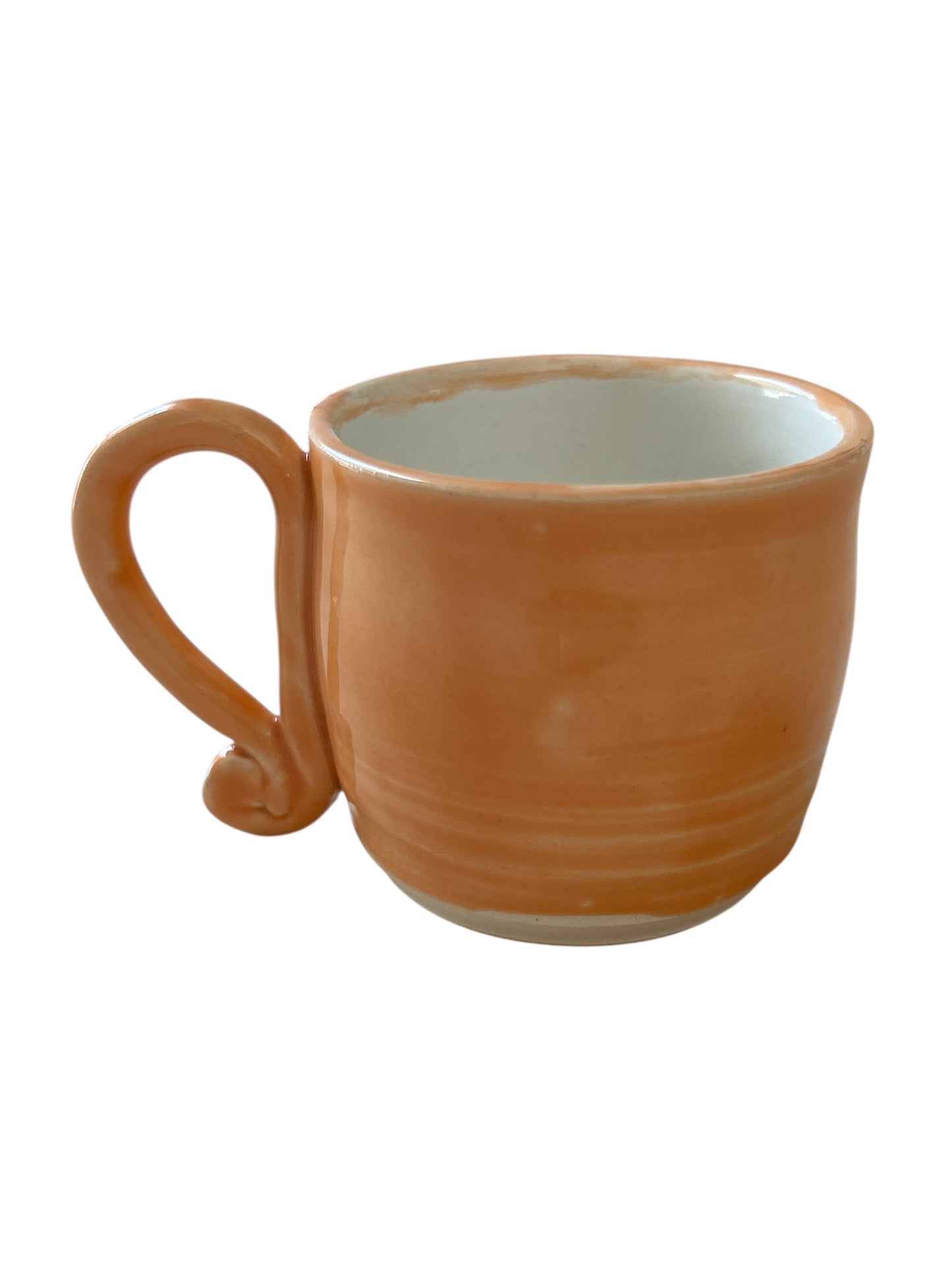 Wheel-Thrown Mug #16 with Door Latch Handle in Tangelo Orange