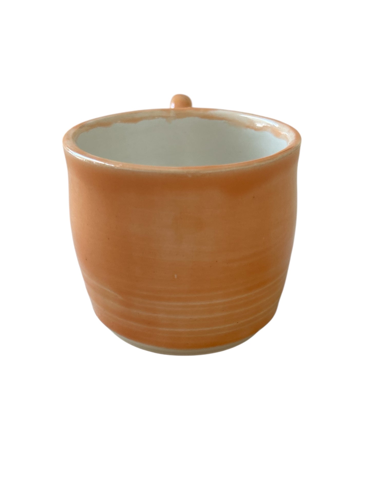 Wheel-Thrown Mug #16 with Door Latch Handle in Tangelo Orange