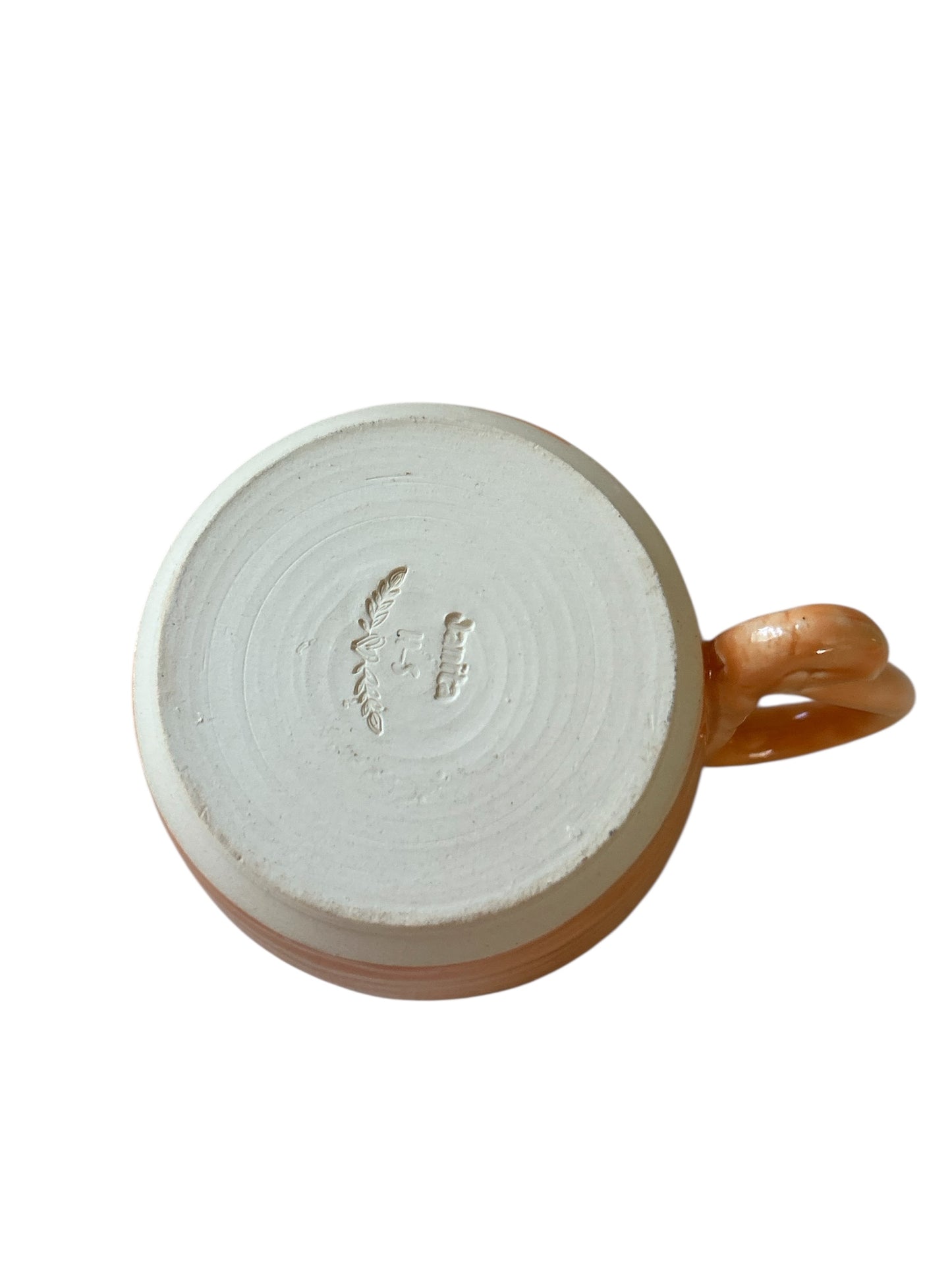 Wheel-Thrown Mug #16 with Door Latch Handle in Tangelo Orange
