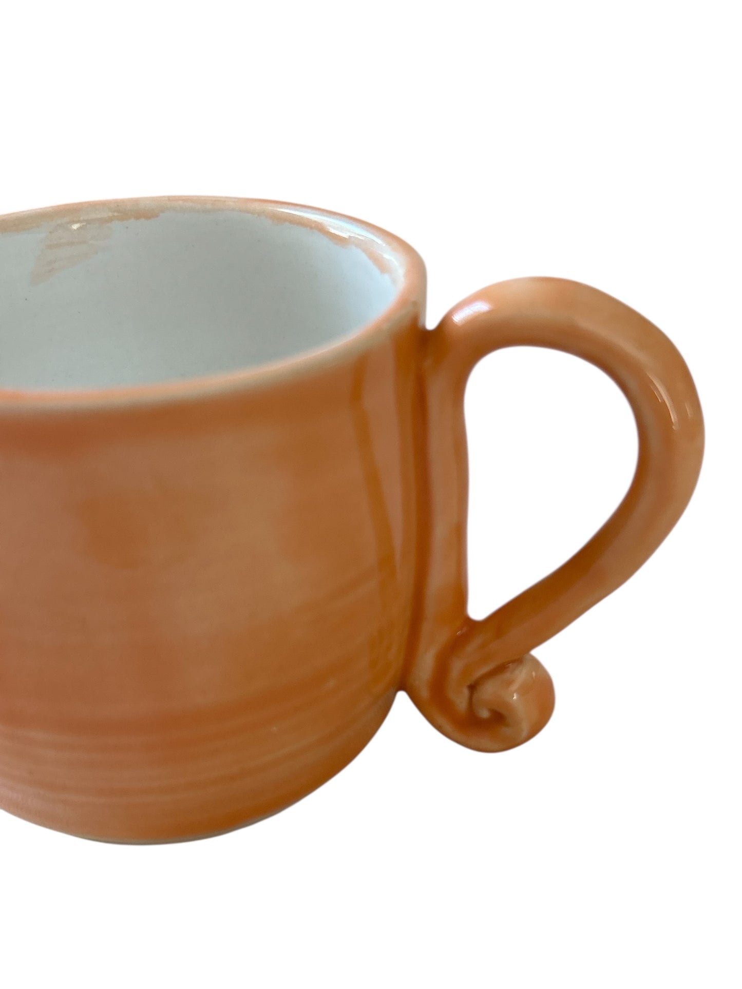 Wheel-Thrown Mug #16 with Door Latch Handle in Tangelo Orange