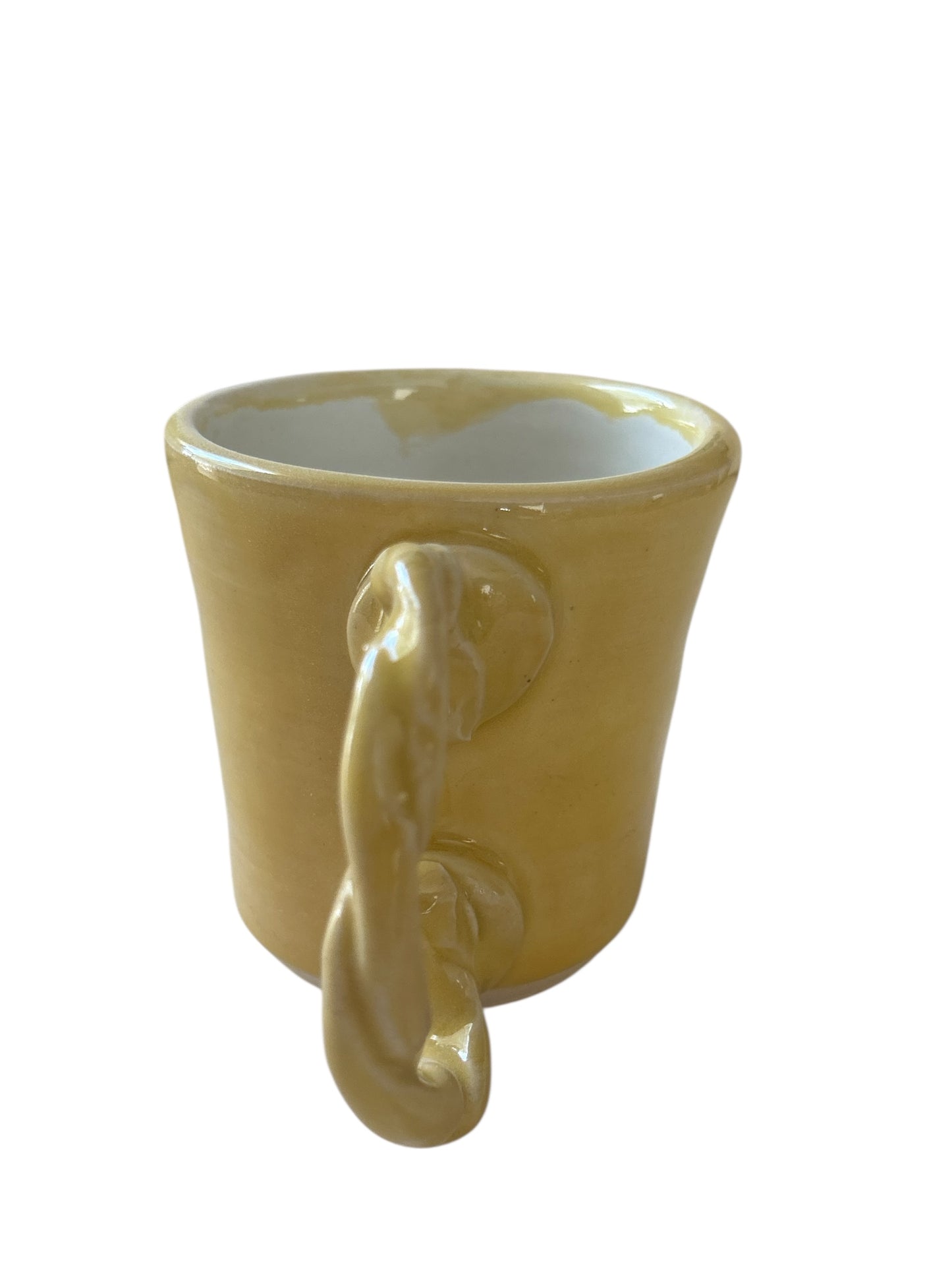Wheel-Thrown Mug #15 with Twisted Coil Handle in Marigold Yellow