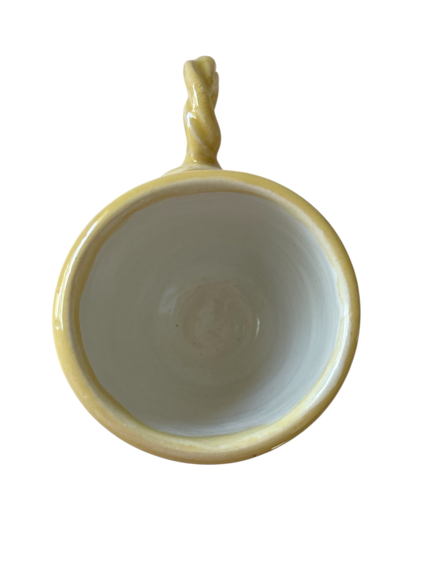 Wheel-Thrown Mug #15 with Twisted Coil Handle in Marigold Yellow