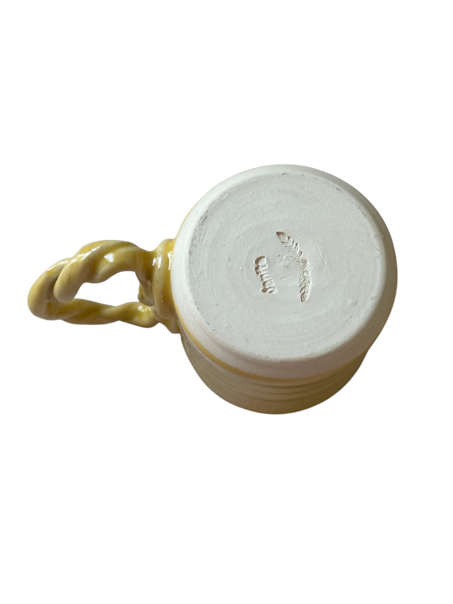 Wheel-Thrown Mug #15 with Twisted Coil Handle in Marigold Yellow