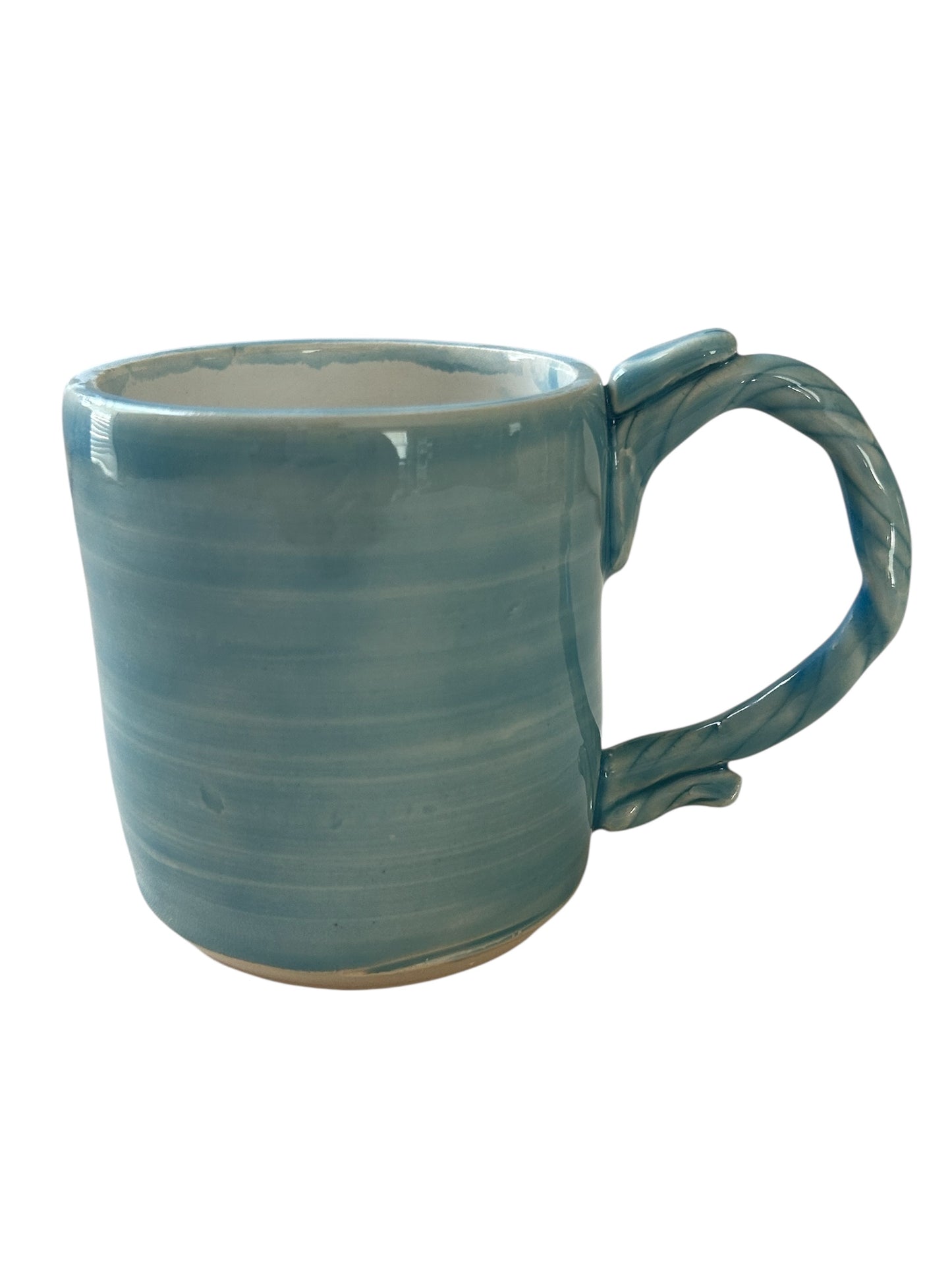 Wheel-Thrown Mug #17 with Rope Handle in Blue Lagoon