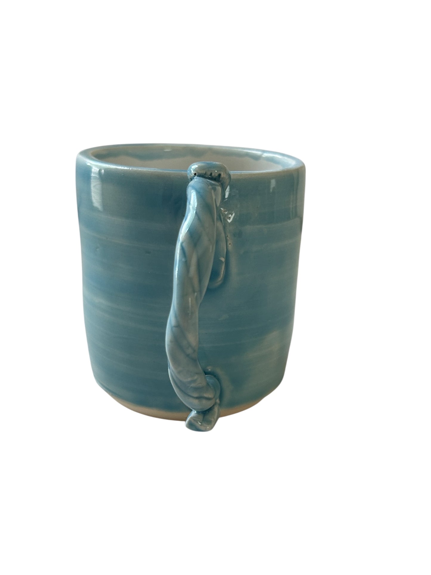 Wheel-Thrown Mug #17 with Rope Handle in Blue Lagoon
