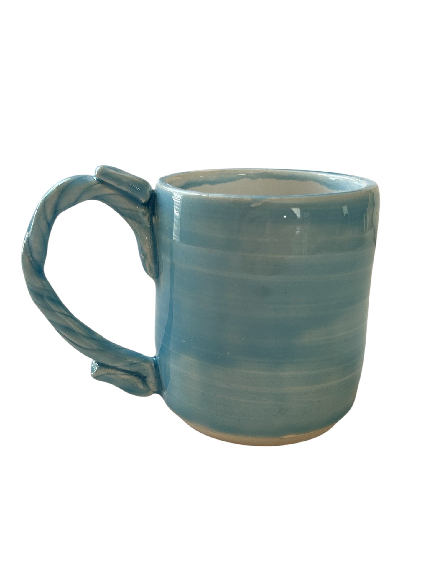 Wheel-Thrown Mug #17 with Rope Handle in Blue Lagoon