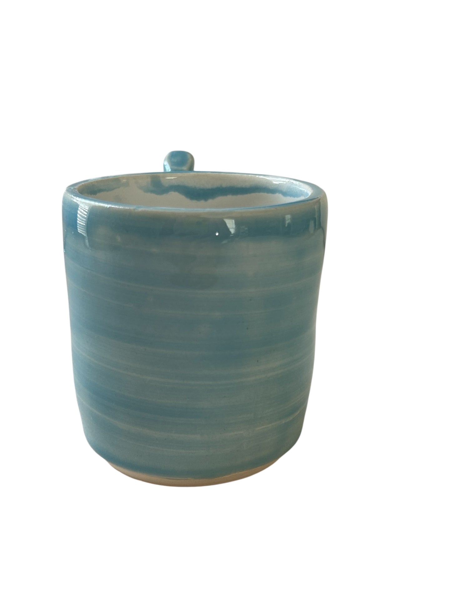 Wheel-Thrown Mug #17 with Rope Handle in Blue Lagoon