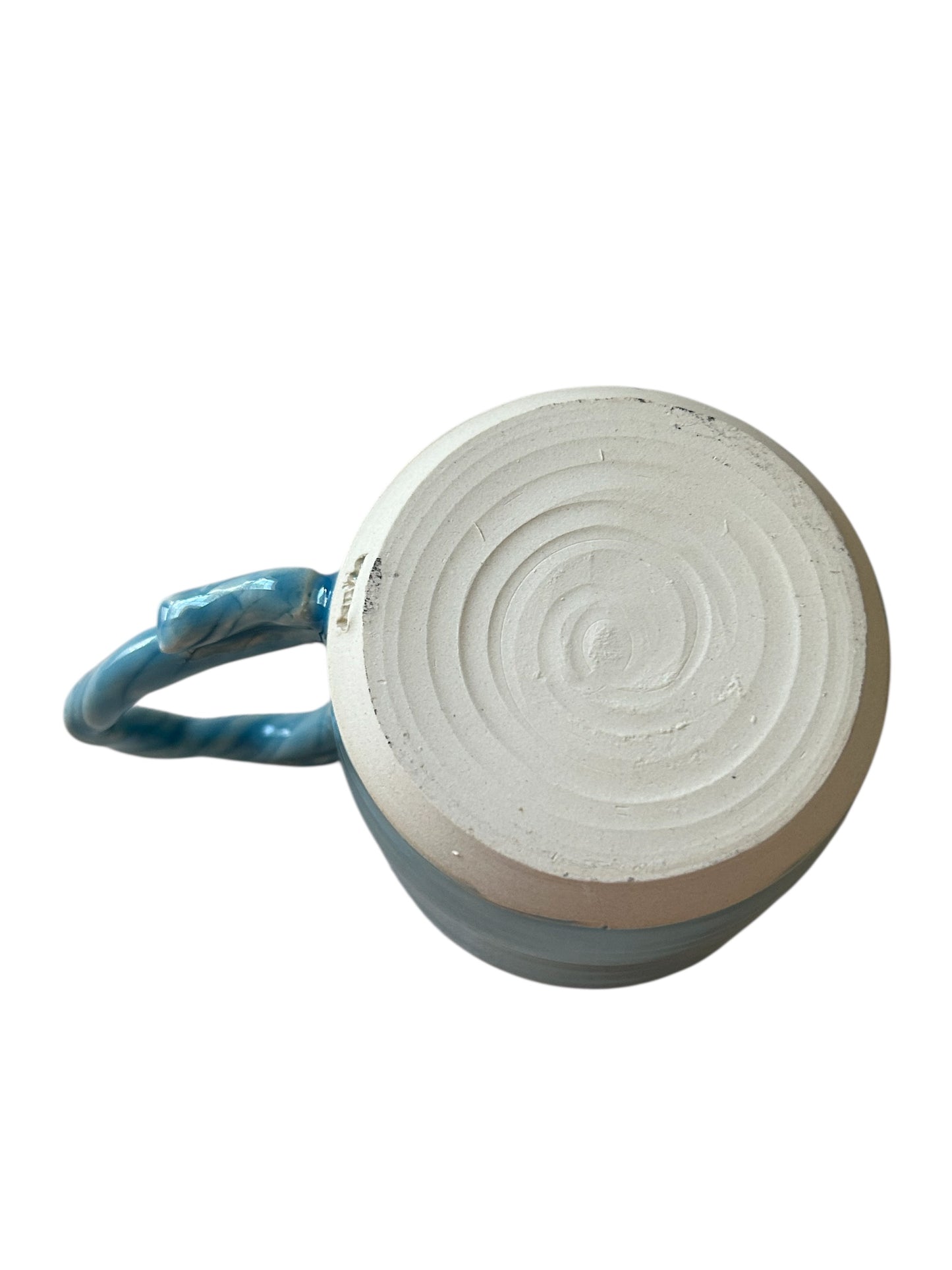 Wheel-Thrown Mug #17 with Rope Handle in Blue Lagoon