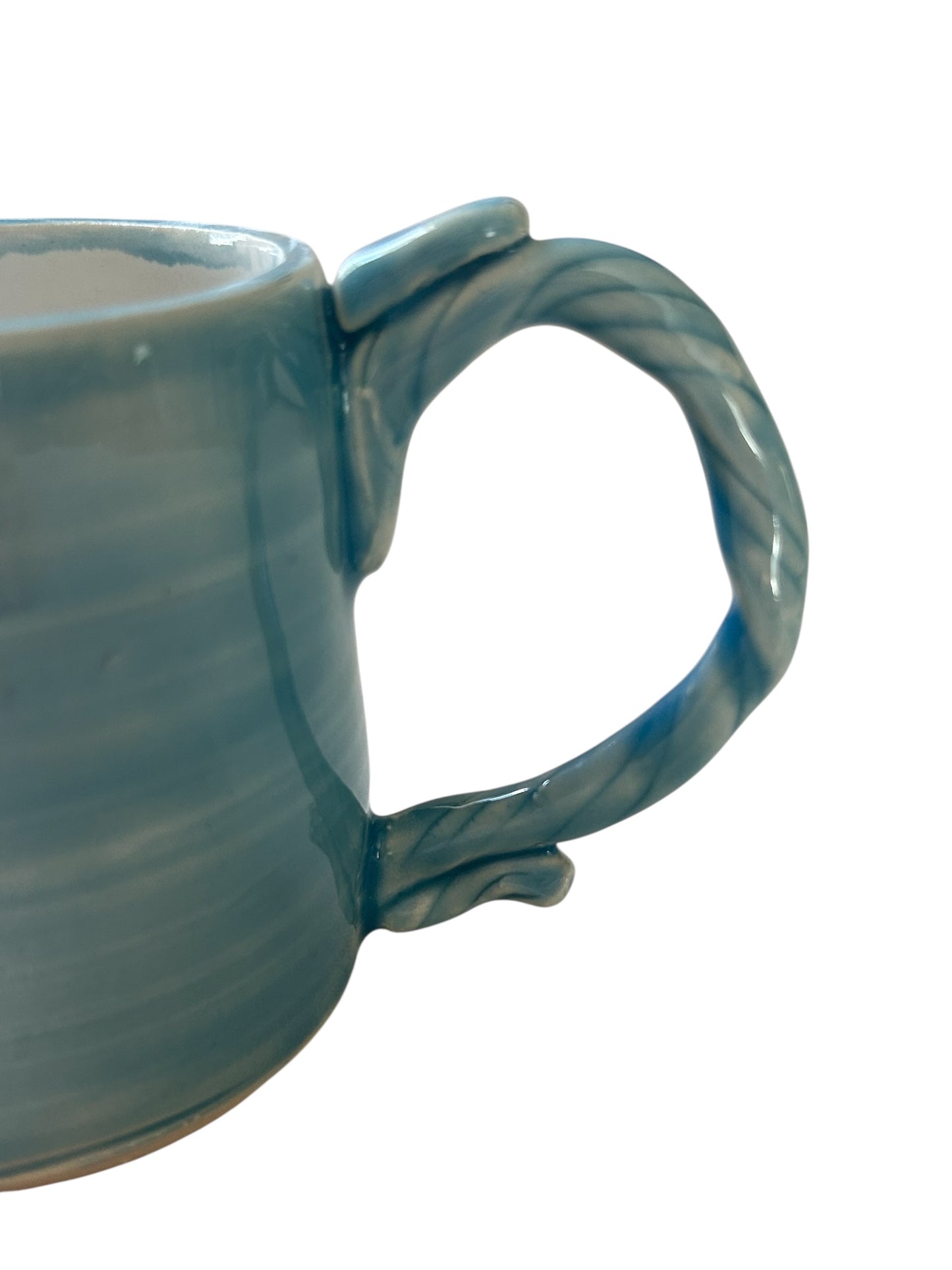 Wheel-Thrown Mug #17 with Rope Handle in Blue Lagoon