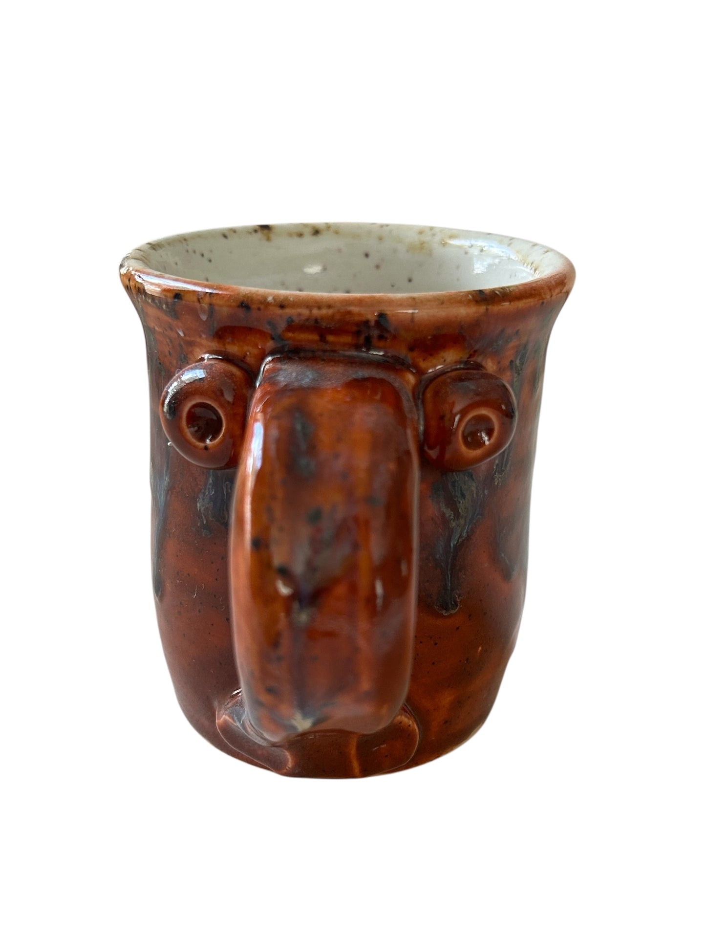 Wheel-Thrown Mug #38 with Saddle Handle in Deep Sienna Speckle