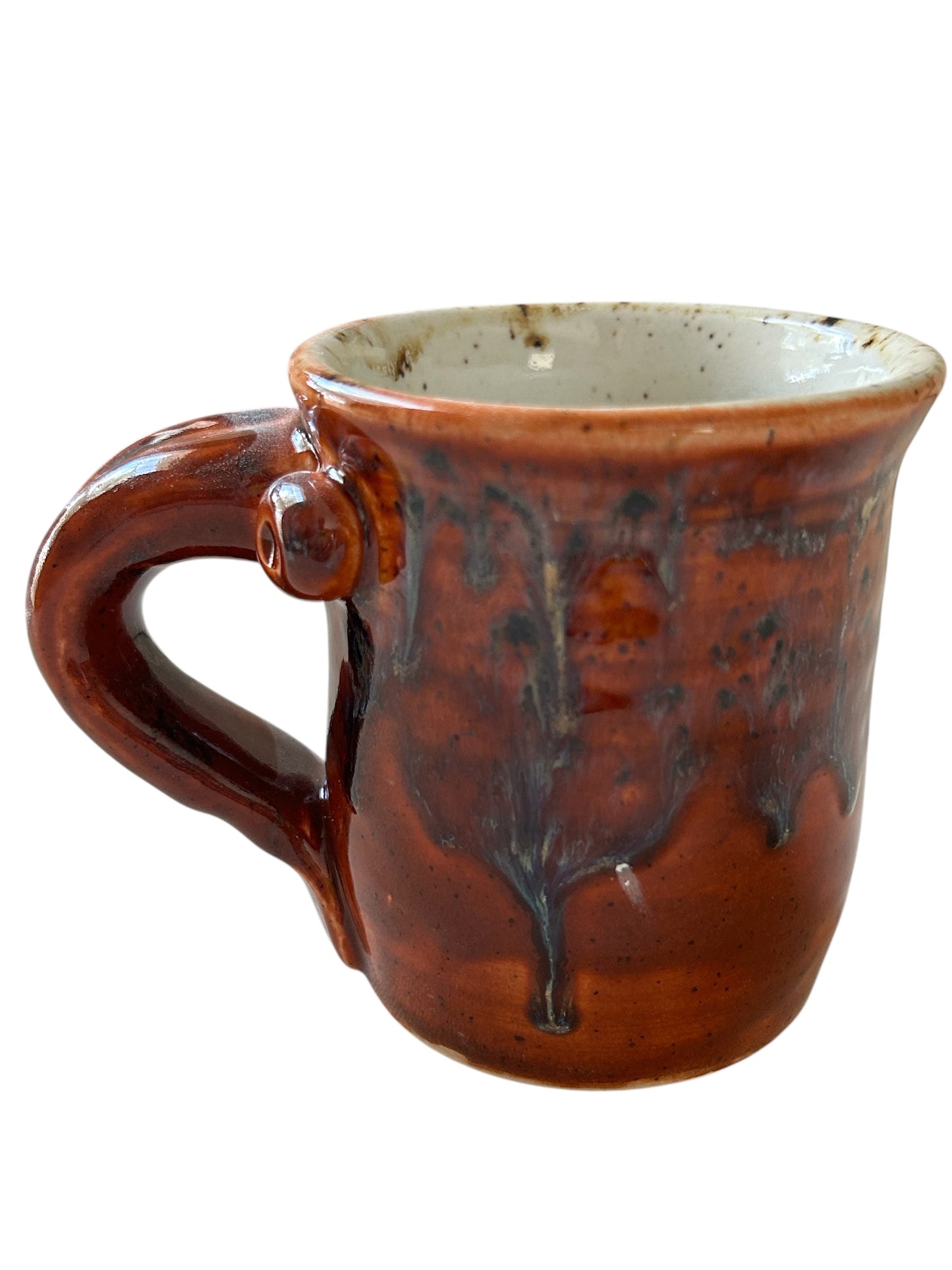 Wheel-Thrown Mug #38 with Saddle Handle in Deep Sienna Speckle