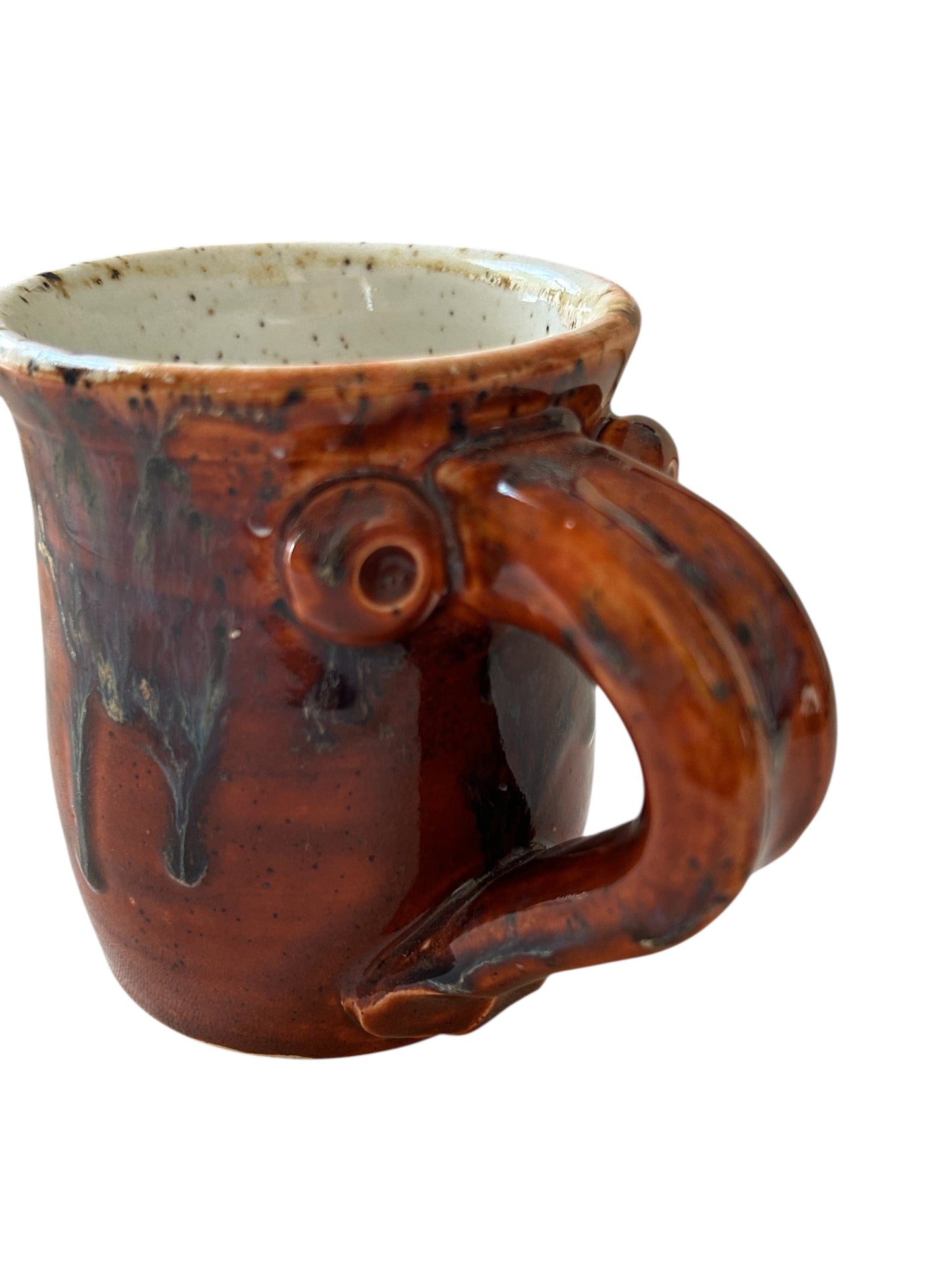 Wheel-Thrown Mug #38 with Saddle Handle in Deep Sienna Speckle