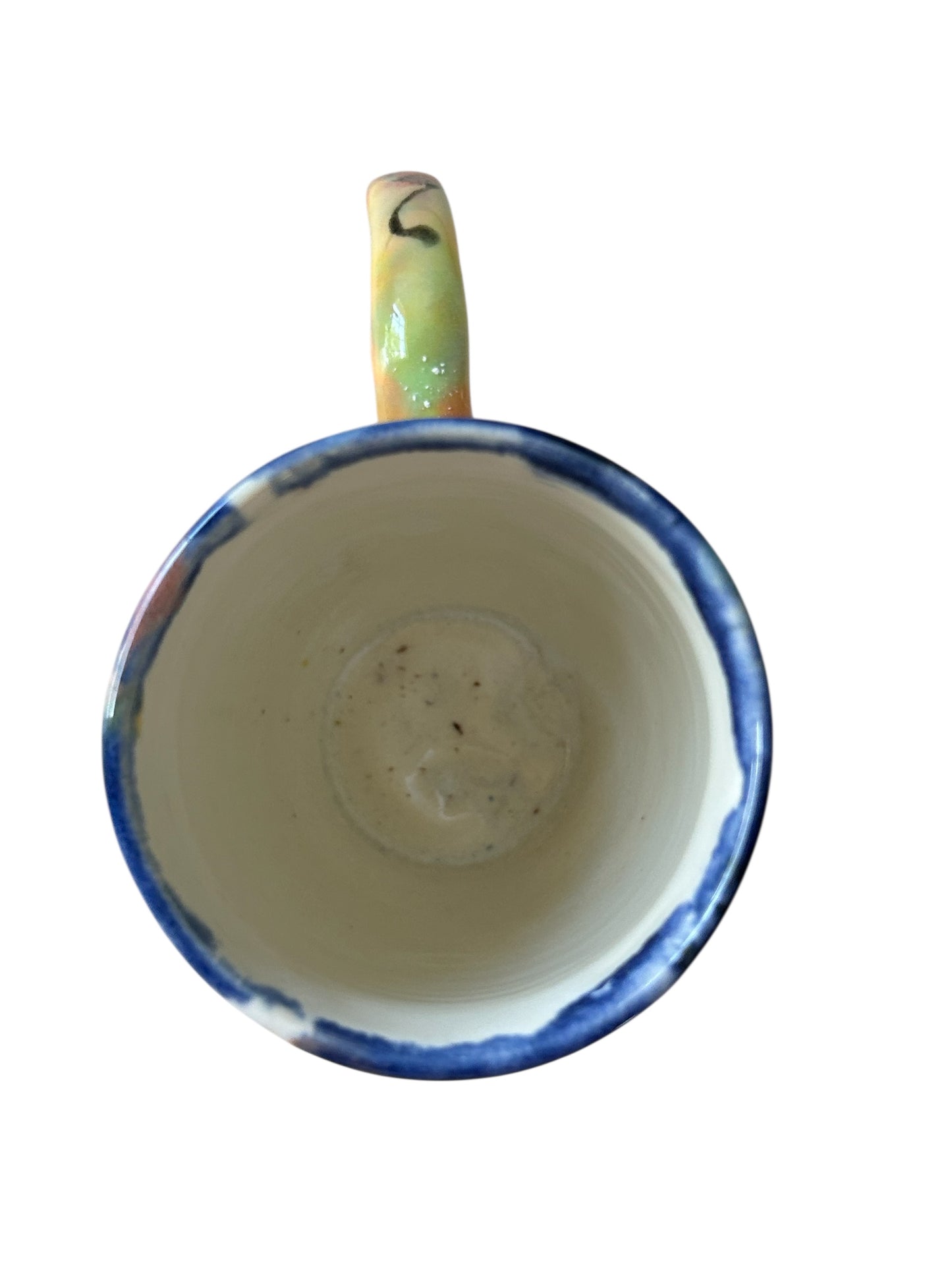 Wheel-Thrown Mug #51 with Contemporary Designs in Spring Colors