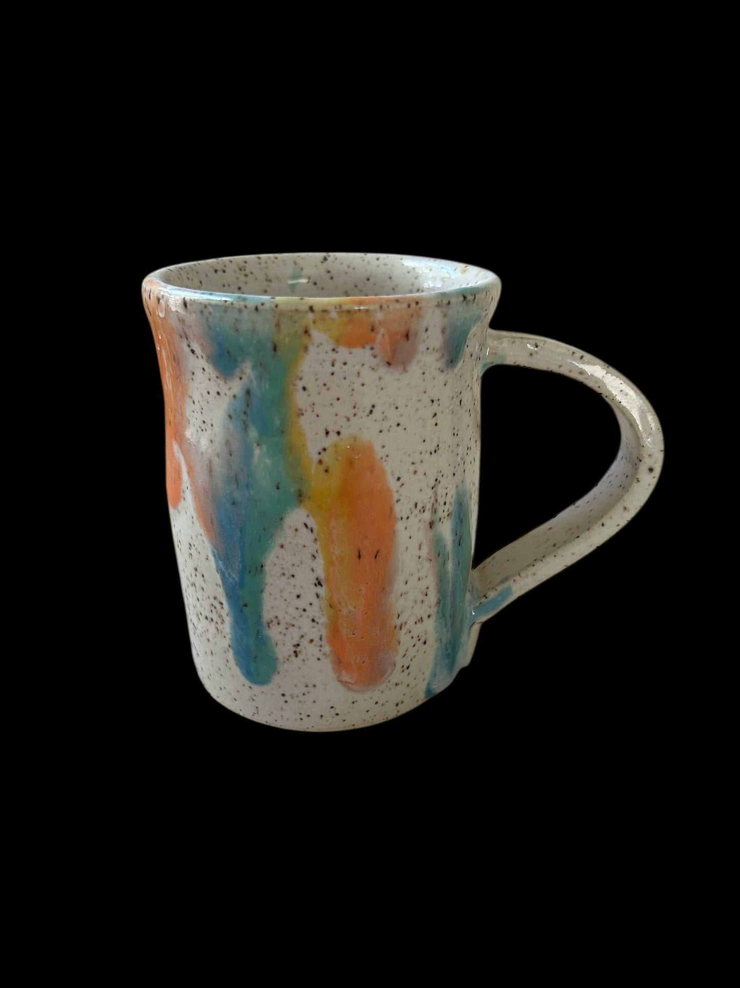 Wheel-Thrown Mug #65 on Speckled Stoneware in Transparent Spring Colors