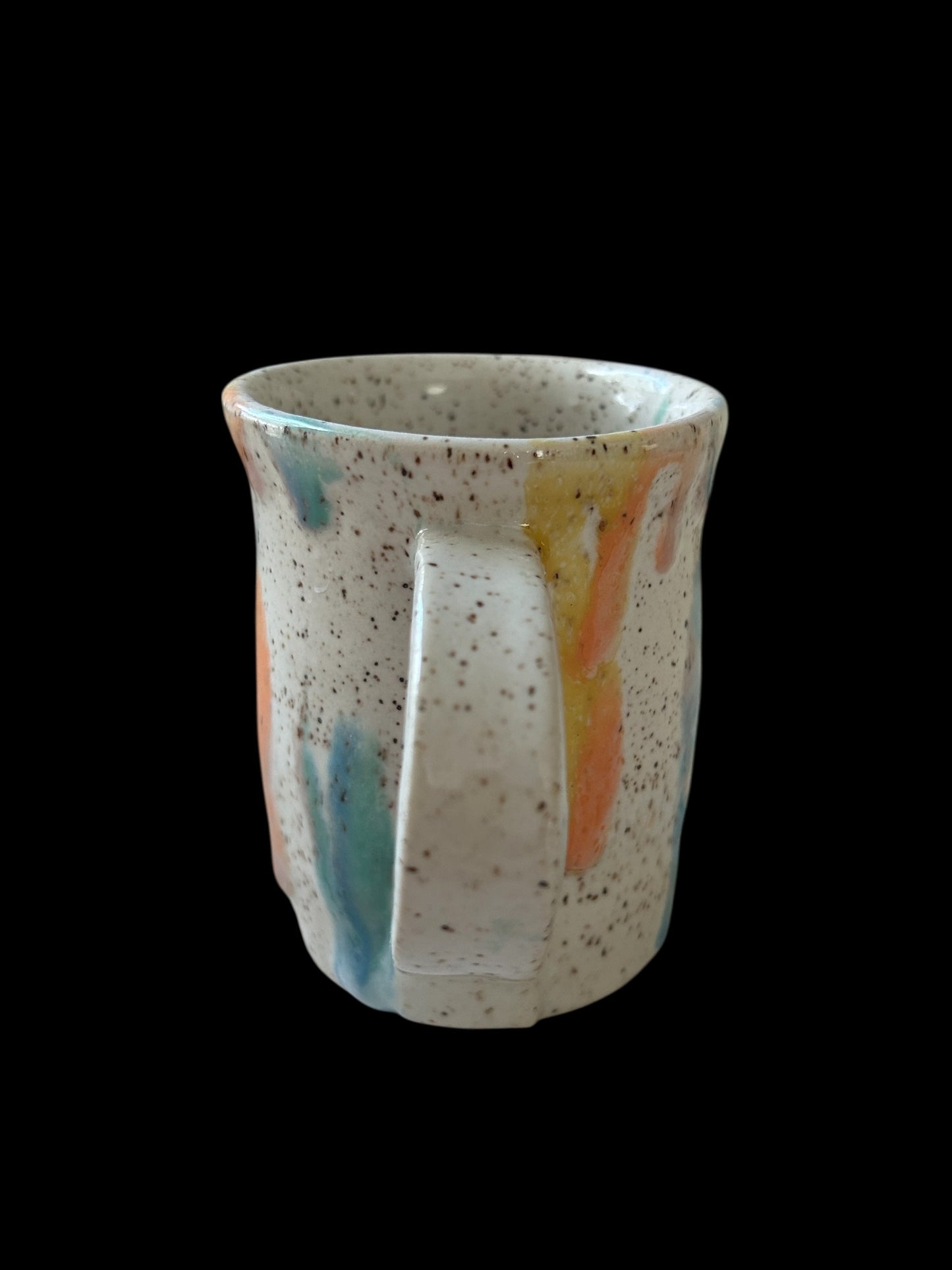 Wheel-Thrown Mug #65 on Speckled Stoneware in Transparent Spring Colors