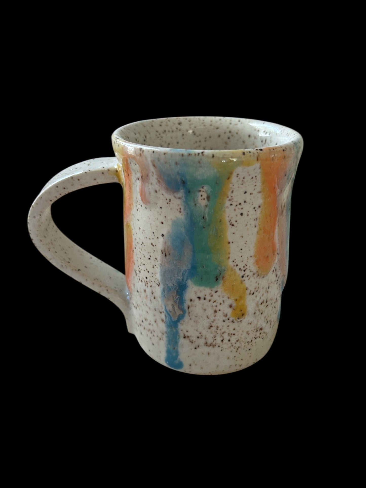 Wheel-Thrown Mug #65 on Speckled Stoneware in Transparent Spring Colors