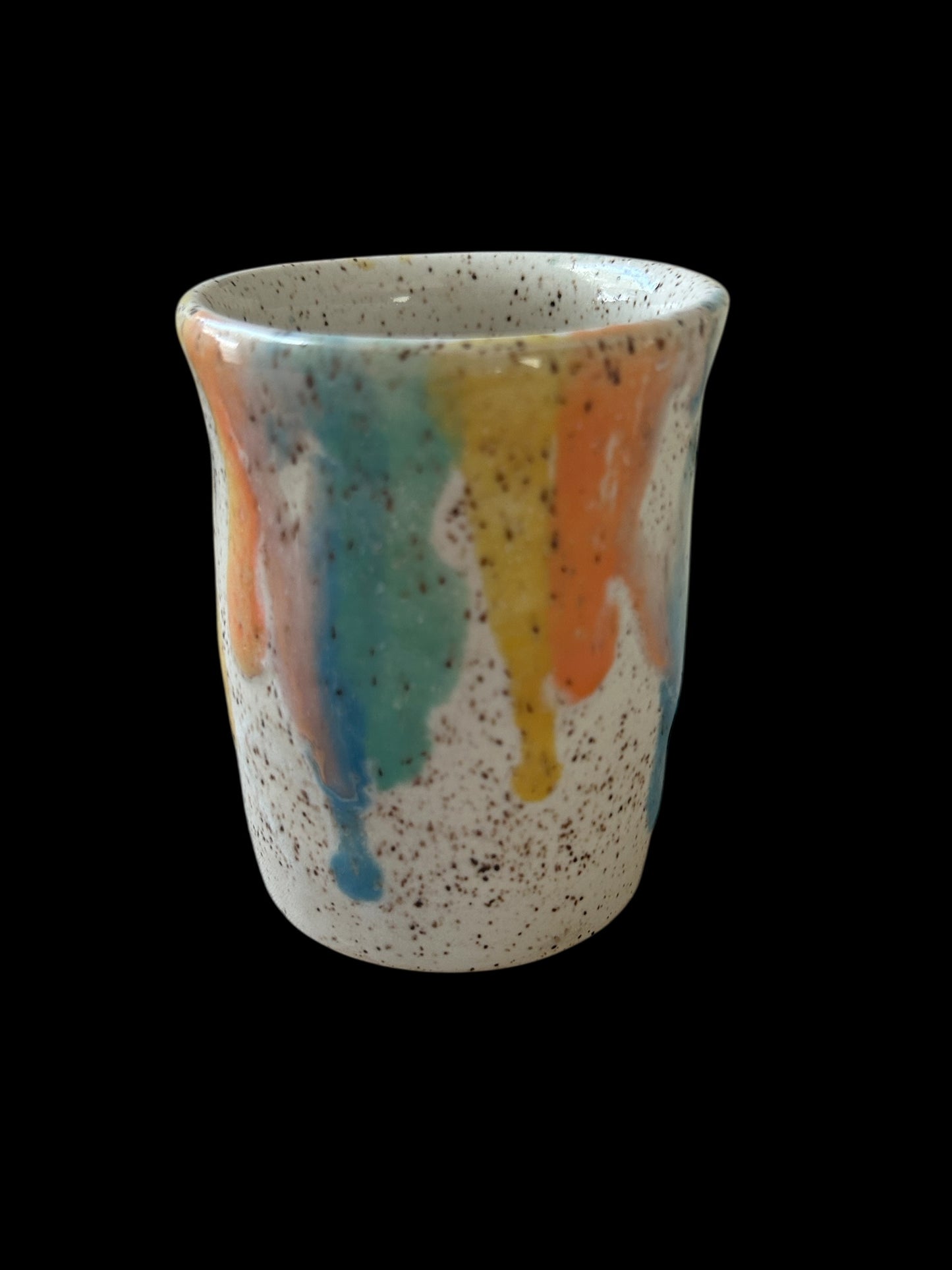 Wheel-Thrown Mug #65 on Speckled Stoneware in Transparent Spring Colors
